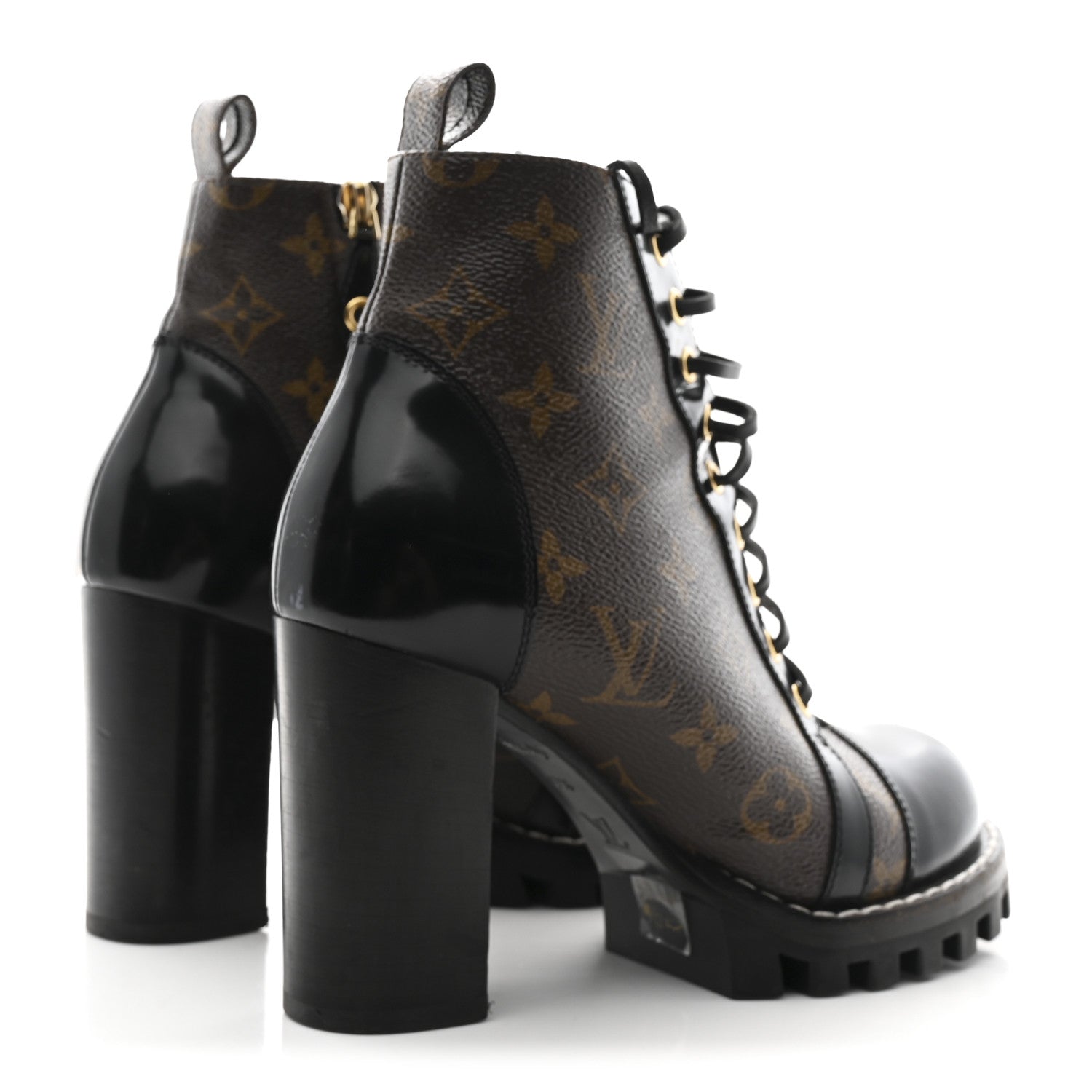 Patent Calfskin Monogram Star Trail Ankle Boots 37.5 Black