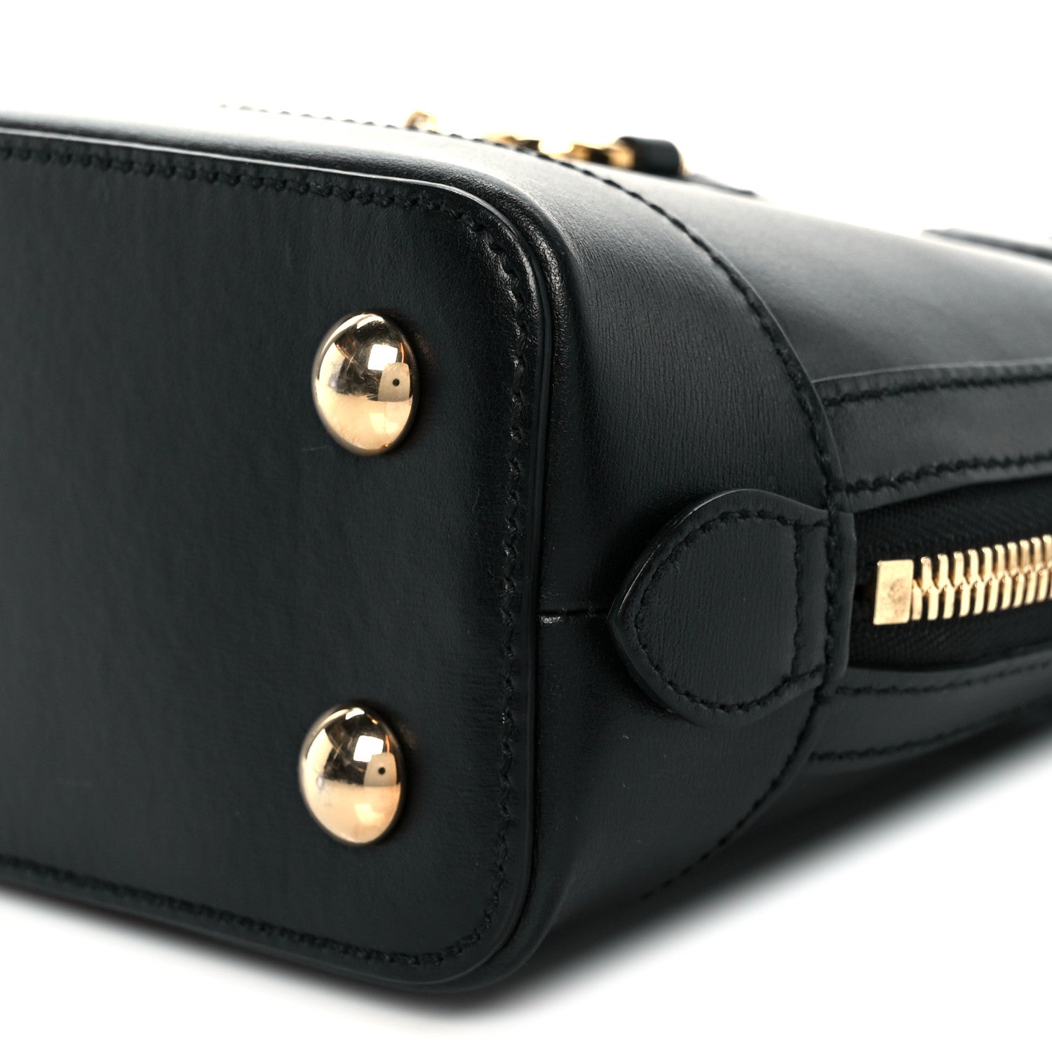 Boarded Plutone Calfskin Small Horsebit 1955 Top Handle Bag Black