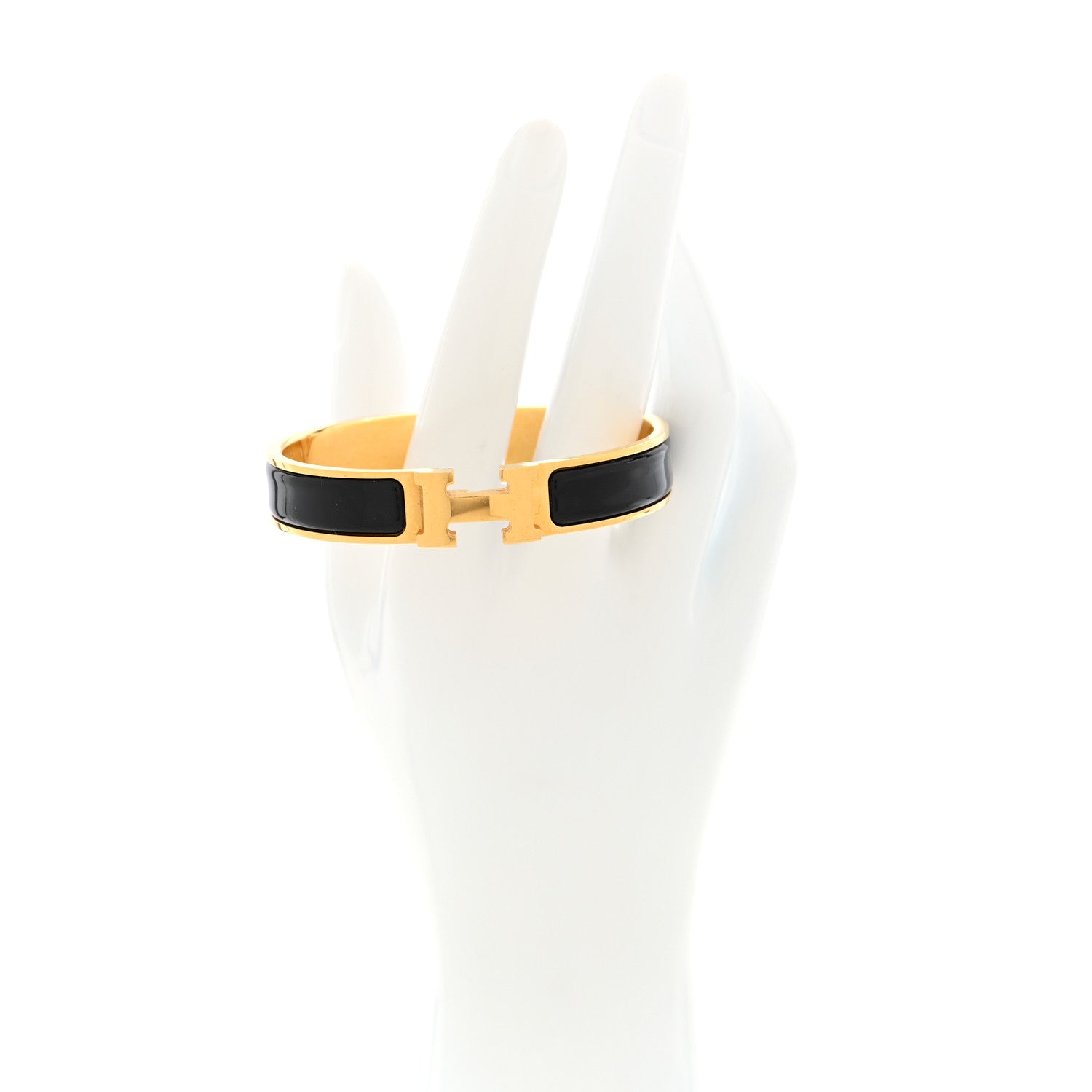 Enamel Narrow Clic Clac H Bracelet PM Black