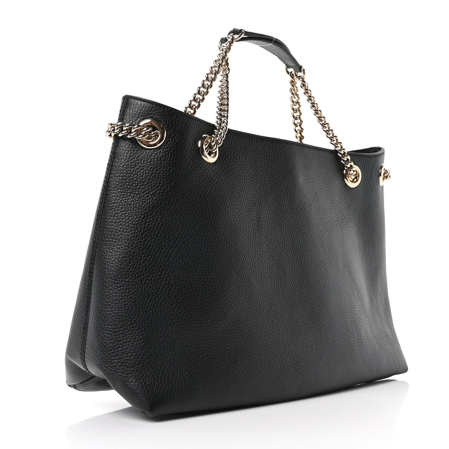 Pebbled Calfskin Medium Soho Chain Shoulder Bag Black