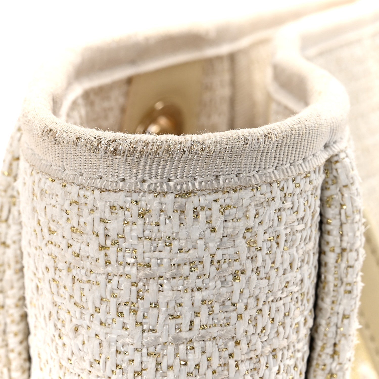 Lurex Boucle Small Deauville Tote Ivory