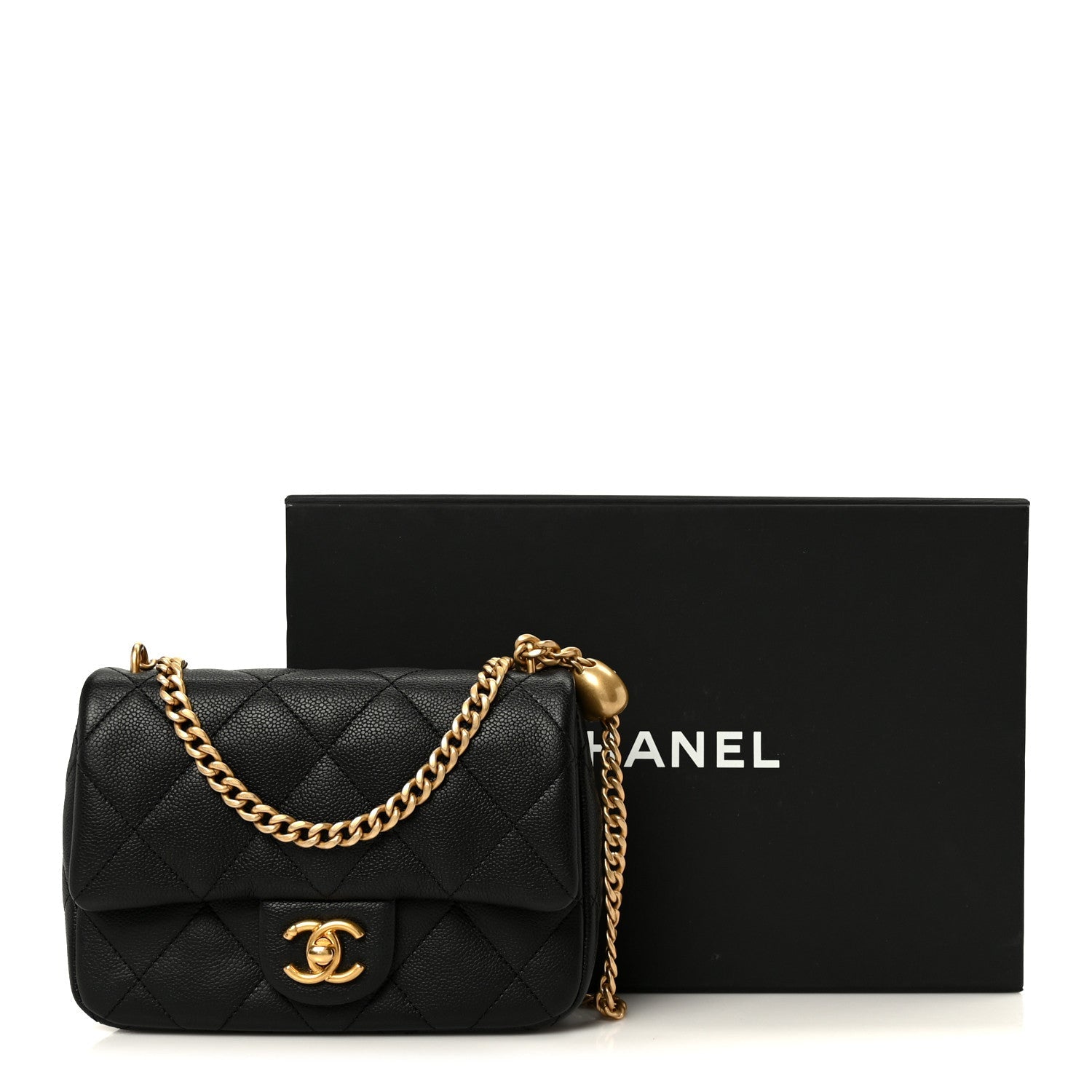 Caviar Quilted Mini Sweetheart Rectangular Flap Black