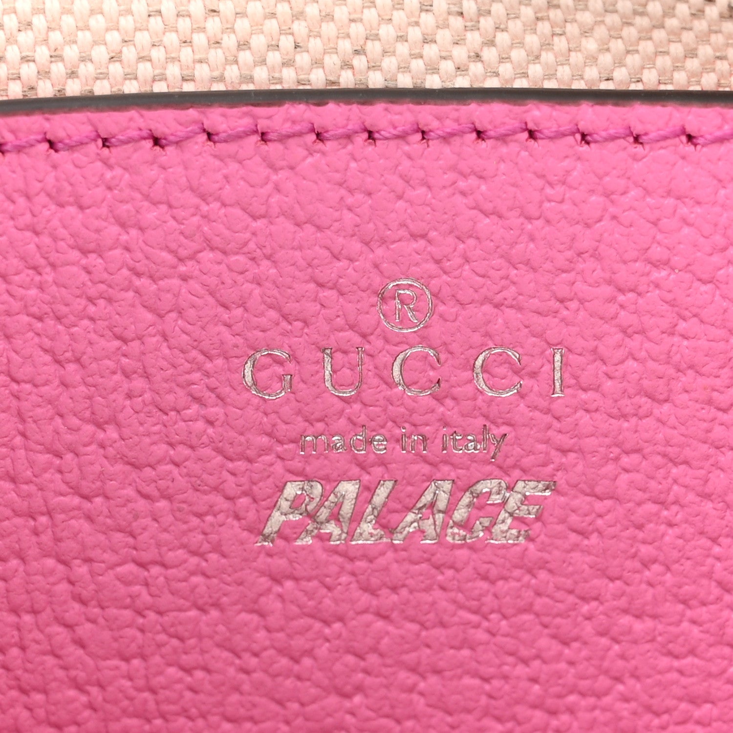 X PALACE GG Supreme Monogram Palace Textured Dollar Calfskin Shoulder Bag Pink Pale Rose Palace
