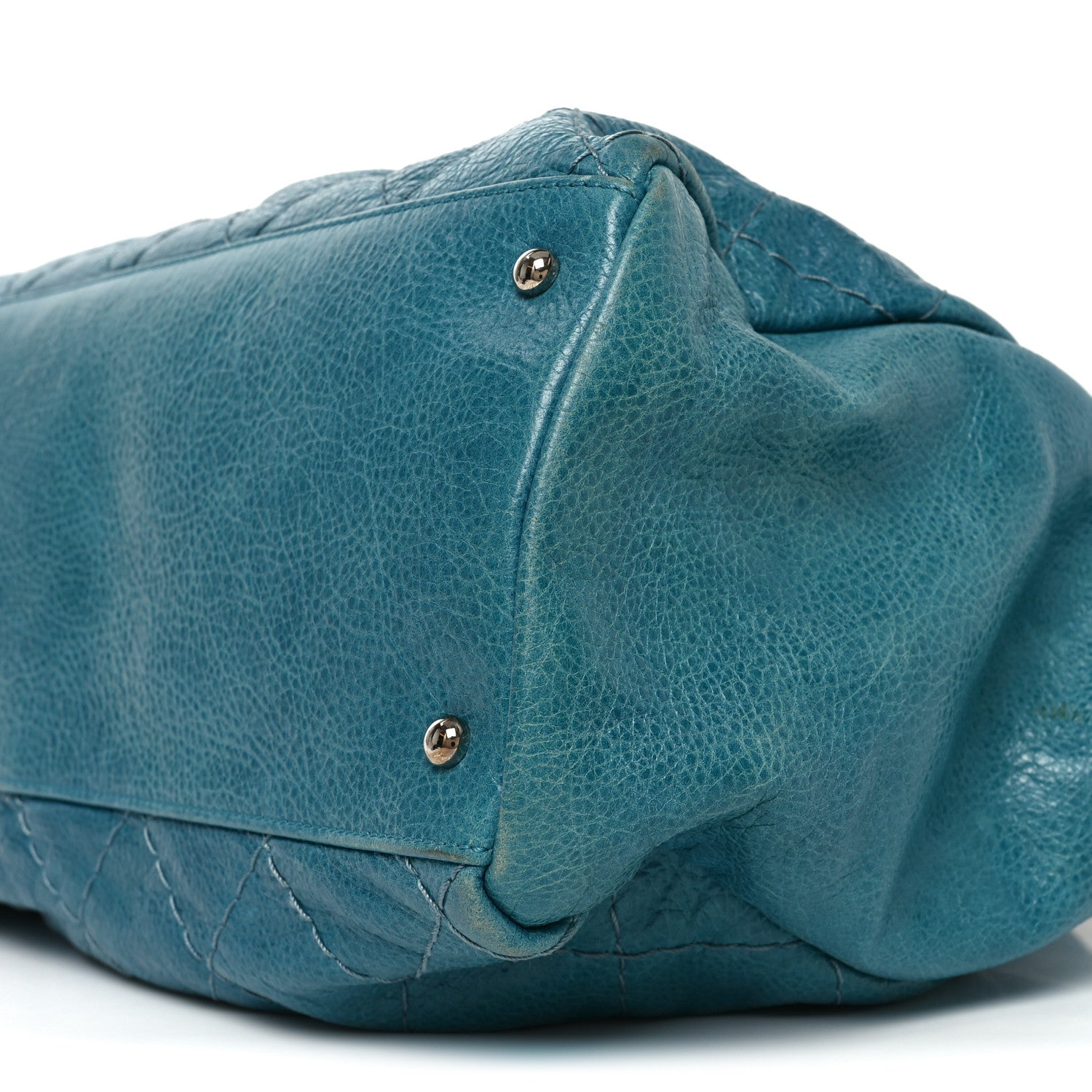 Glazed Calfskin Large On The Road Large Frame Tote Blue