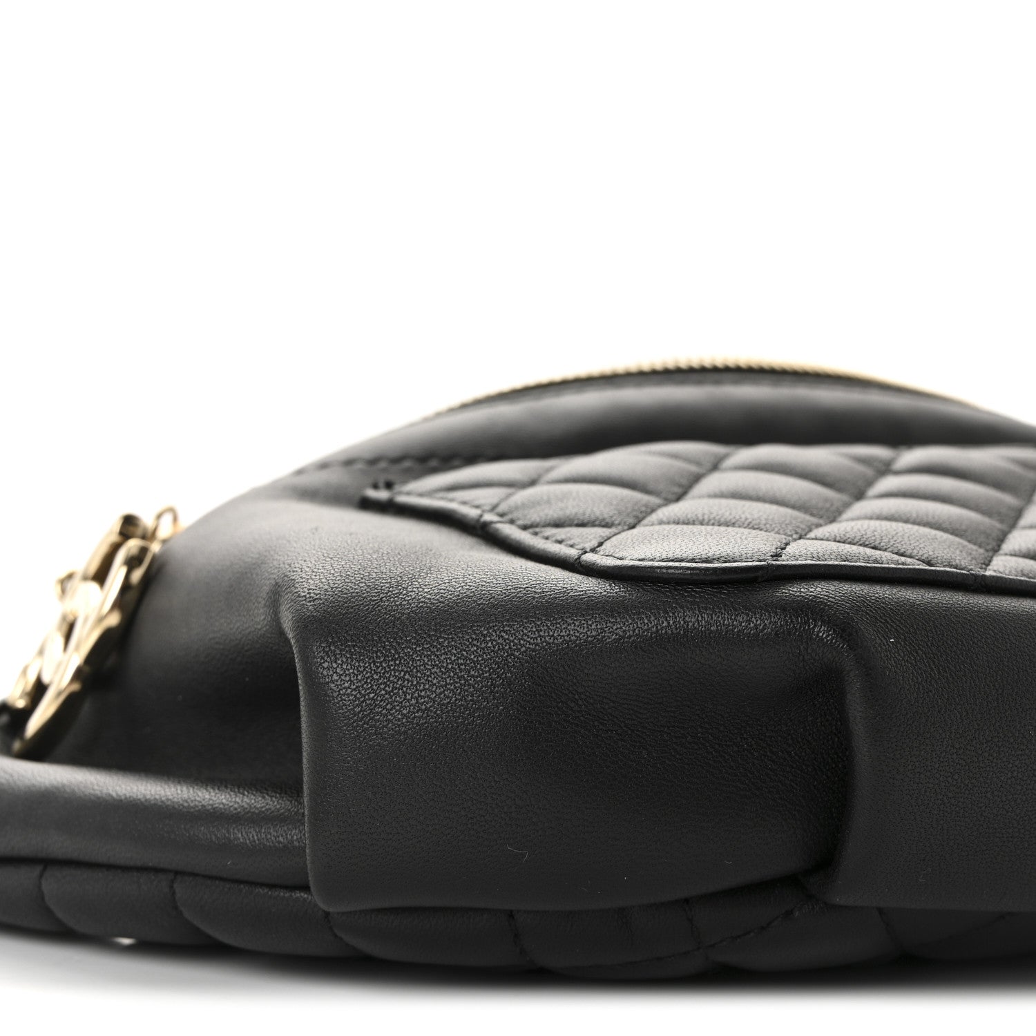 Lambskin Quilted Waist Bag Fanny Pack Black
