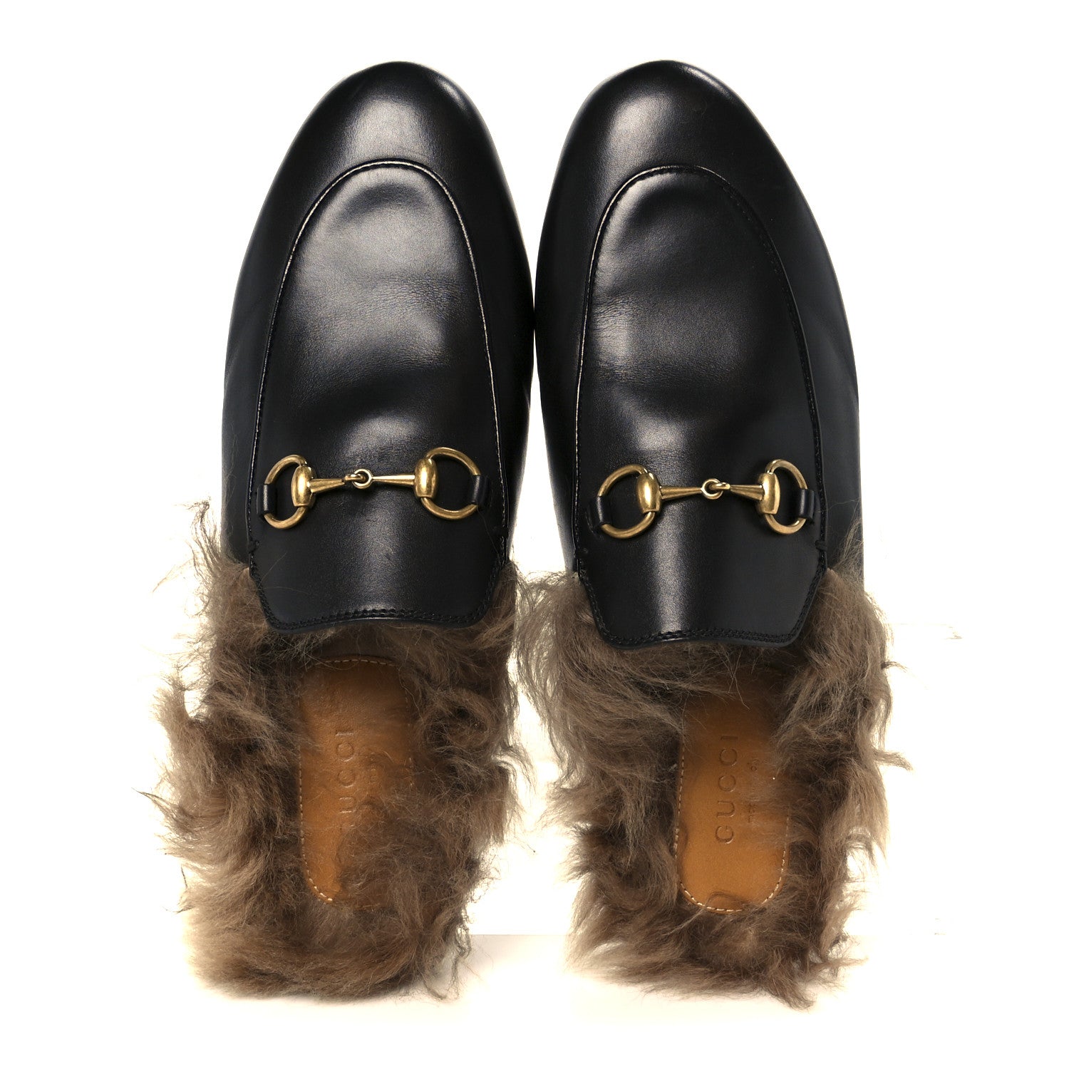 Calfskin Fur Womens Princetown Slippers 36.5 Black