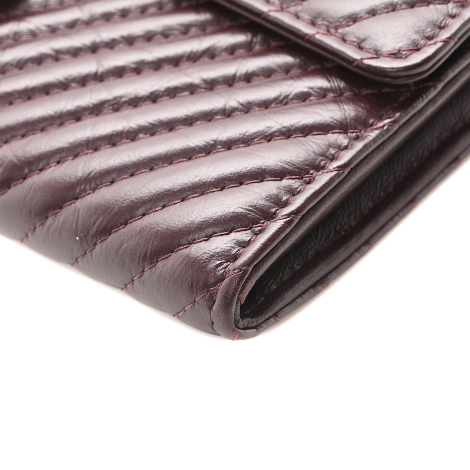 Aged Calfskin Chevron Quilted 2.55 Reissue Flap Wallet Burgundy