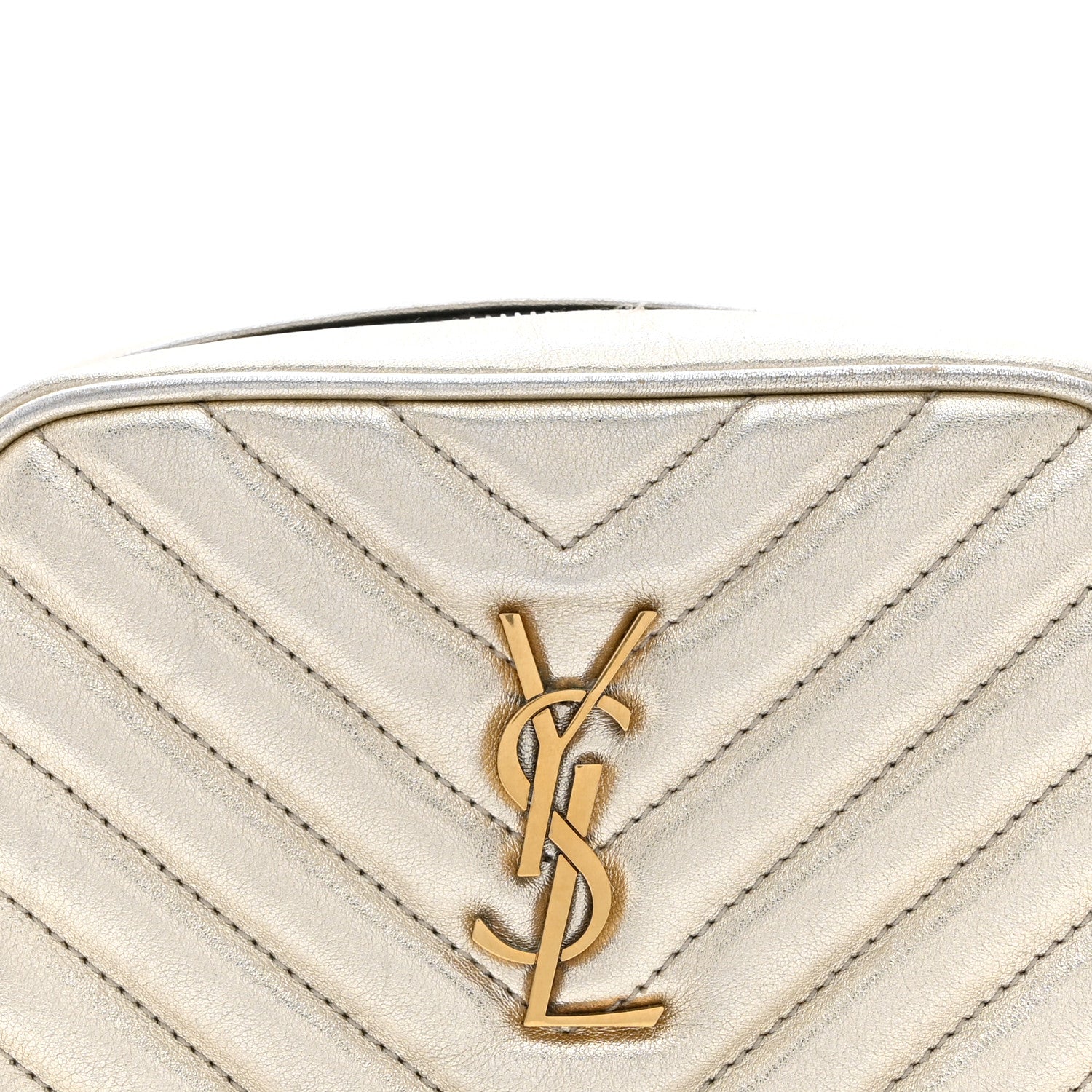 Metallic Calfskin Matelasse Monogram Lou Belt Bag Platino