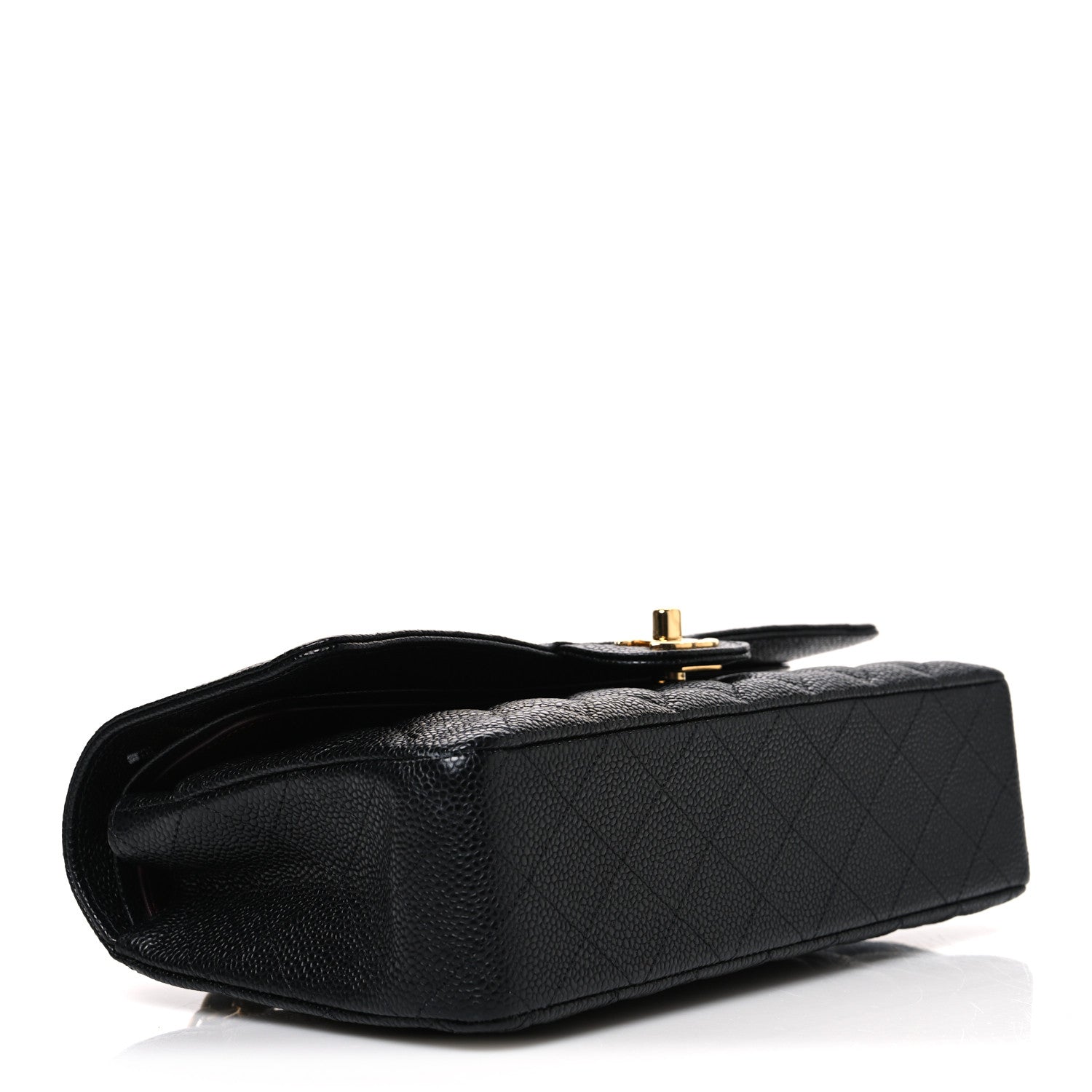Caviar Quilted Medium Double Flap Black