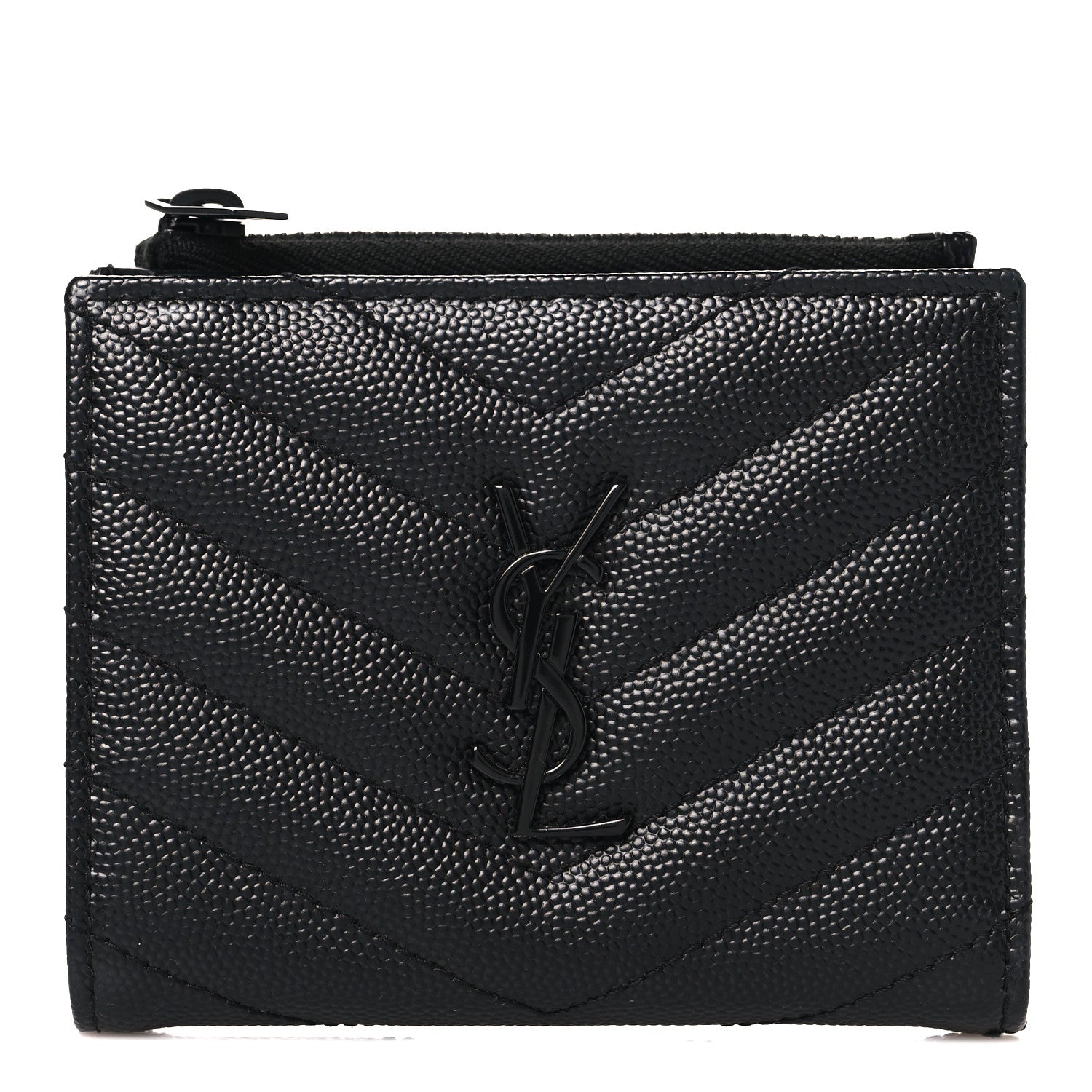 Grain De Poudre Matelasse Chevron Monogram Zipped Card Case Black