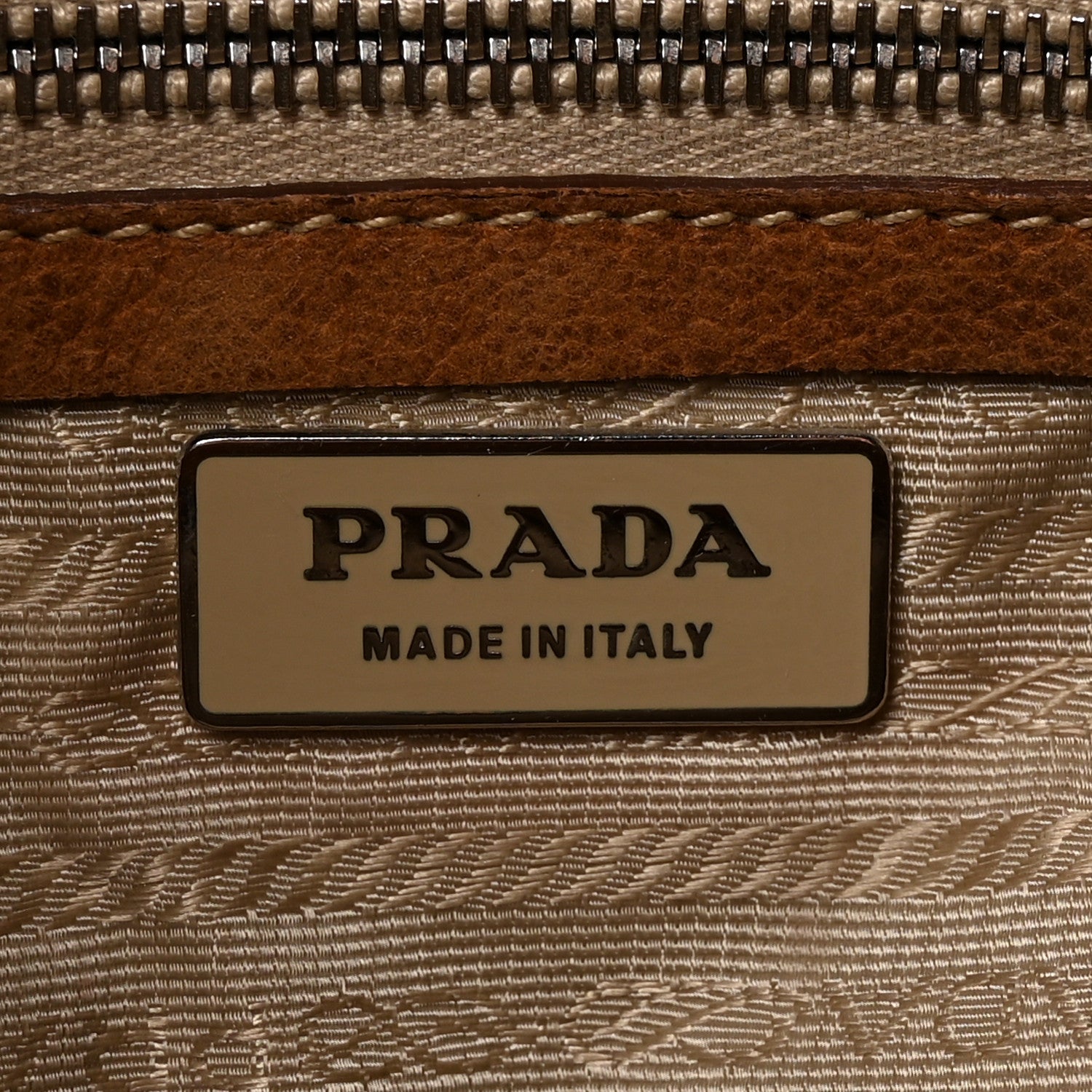Tessuto Nylon Vitello Foldover Pushlock Satchel Beige