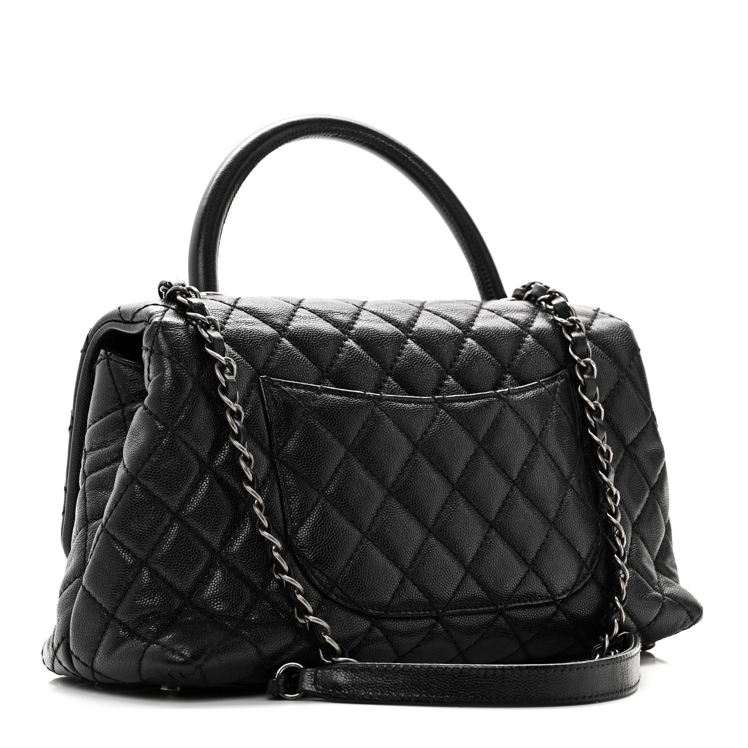 Caviar Quilted Small Coco Handle Flap Black