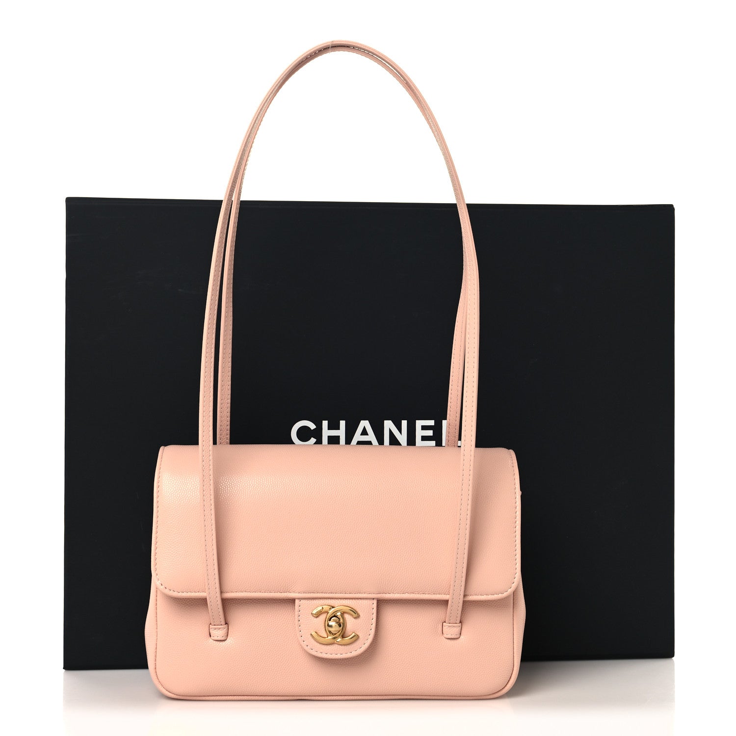 Shiny Caviar Preppy Coco Small Flap Light Pink