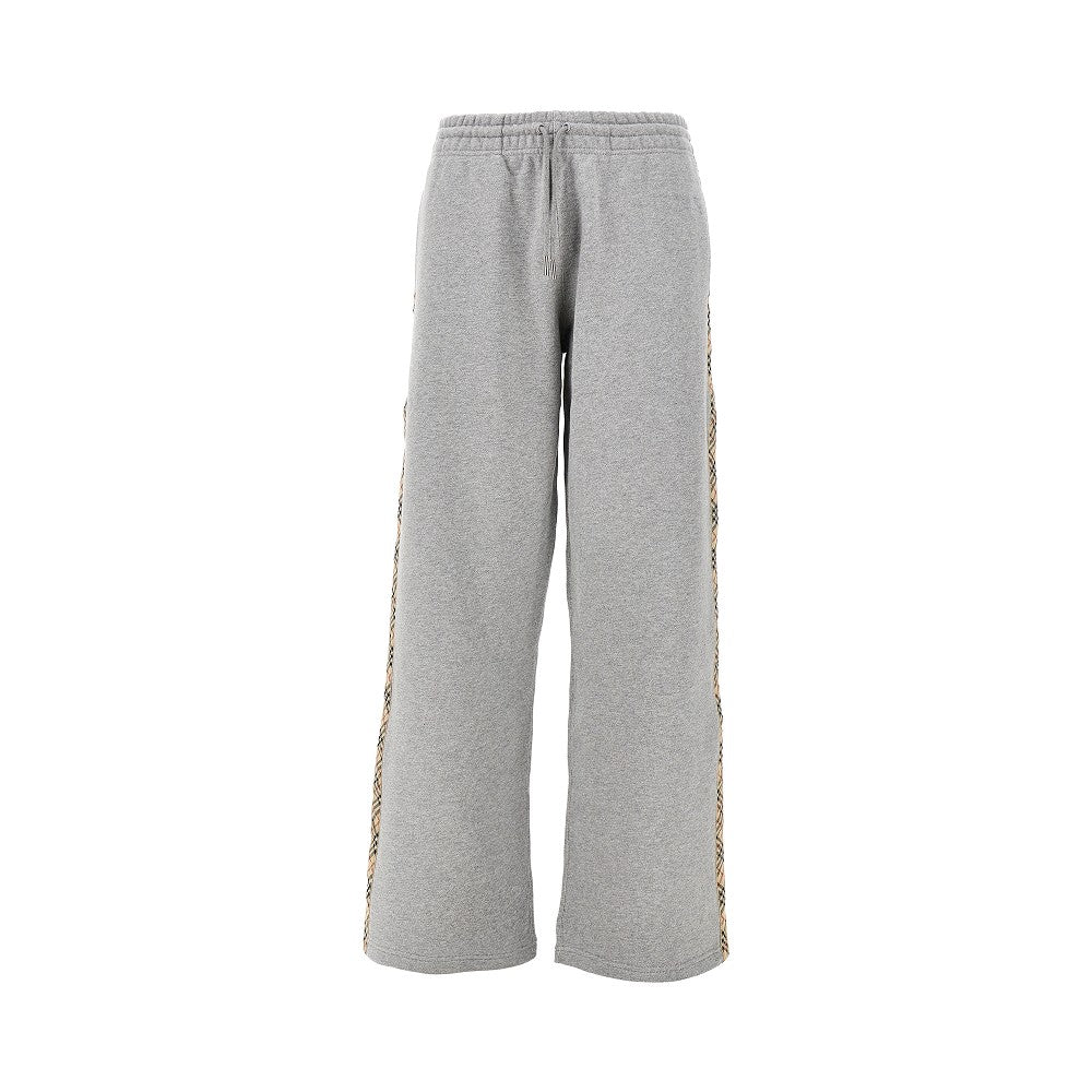wide leg sweatpants with check details