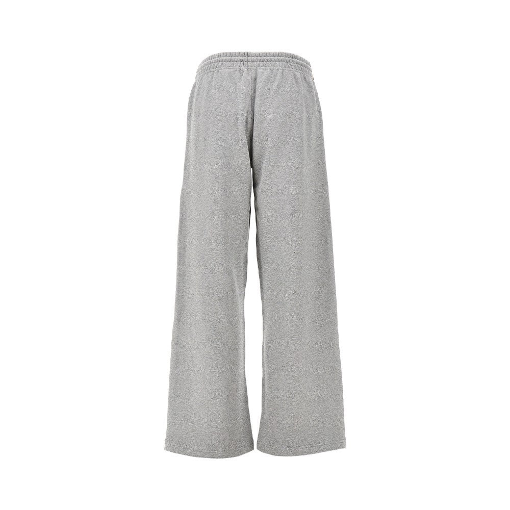 wide leg sweatpants with check details