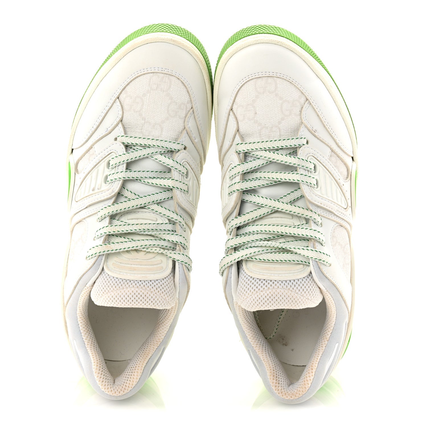 Demetra GG Supreme Monogram Womens Basket Low Top Sneakers 35 Great White Green