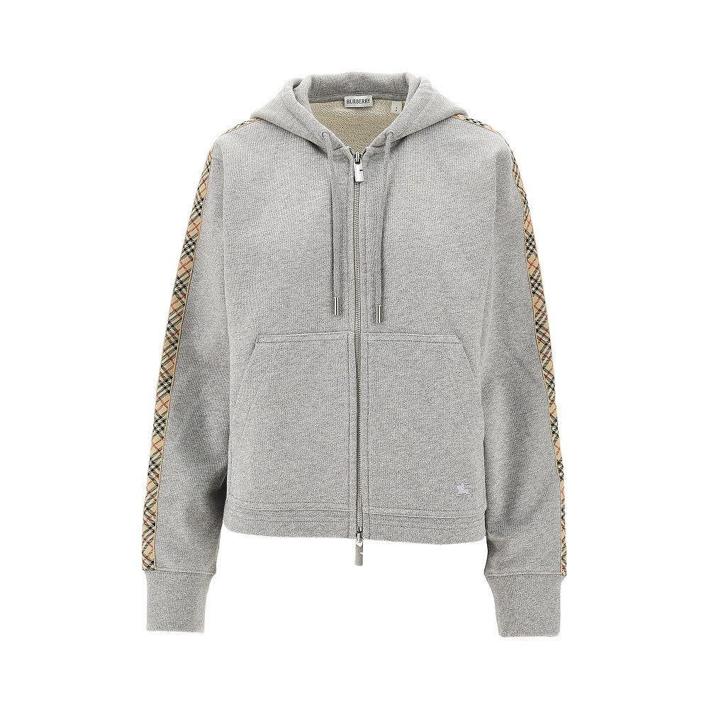 full-zip hoodie with check details