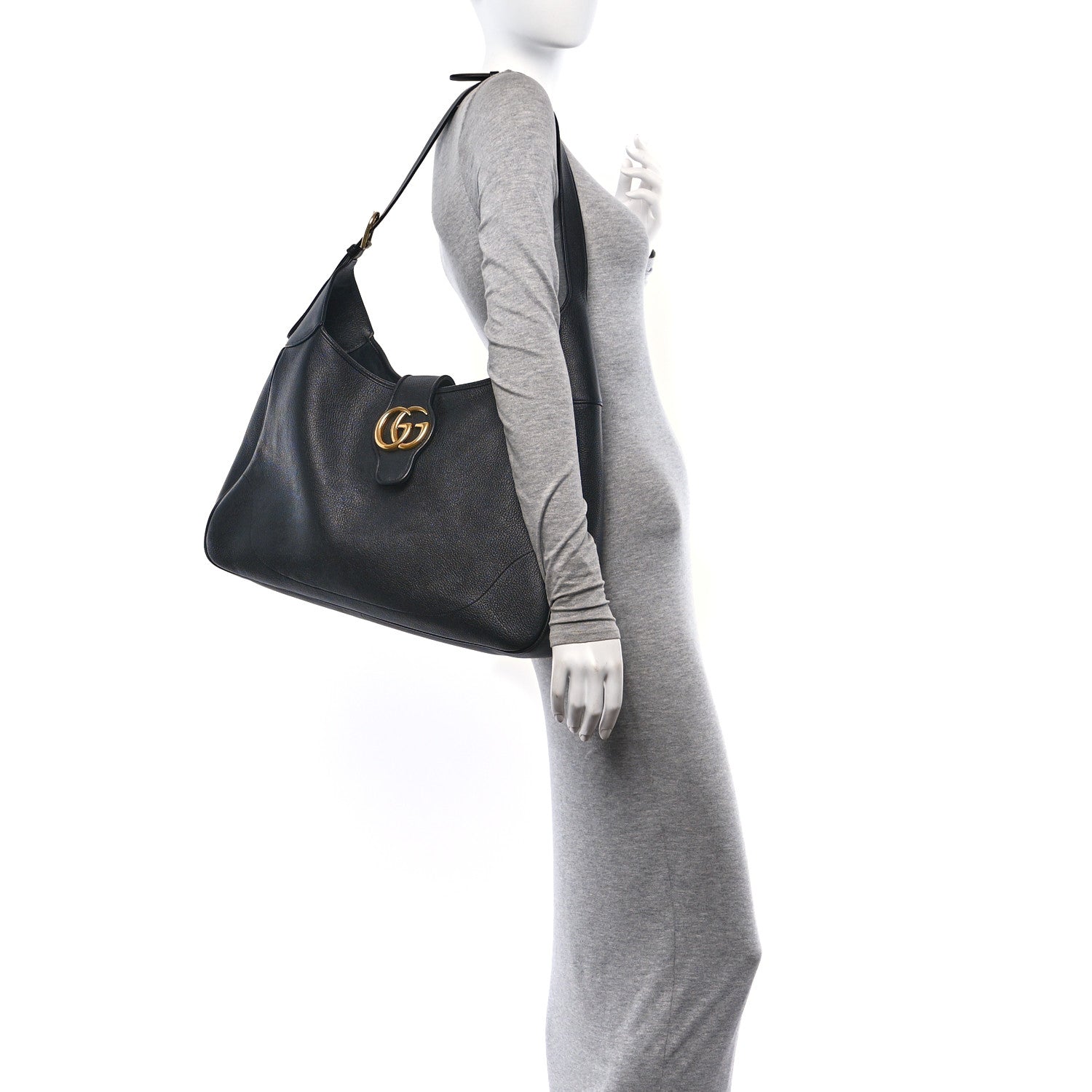 Goatskin Large Aphrodite Shoulder Bag Black