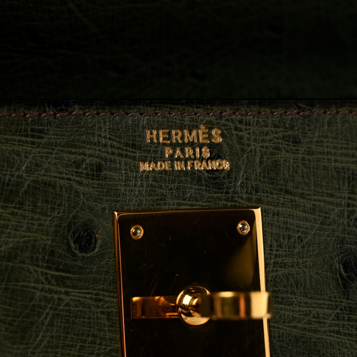 Ostrich Kelly Sellier 32 Vert Olive