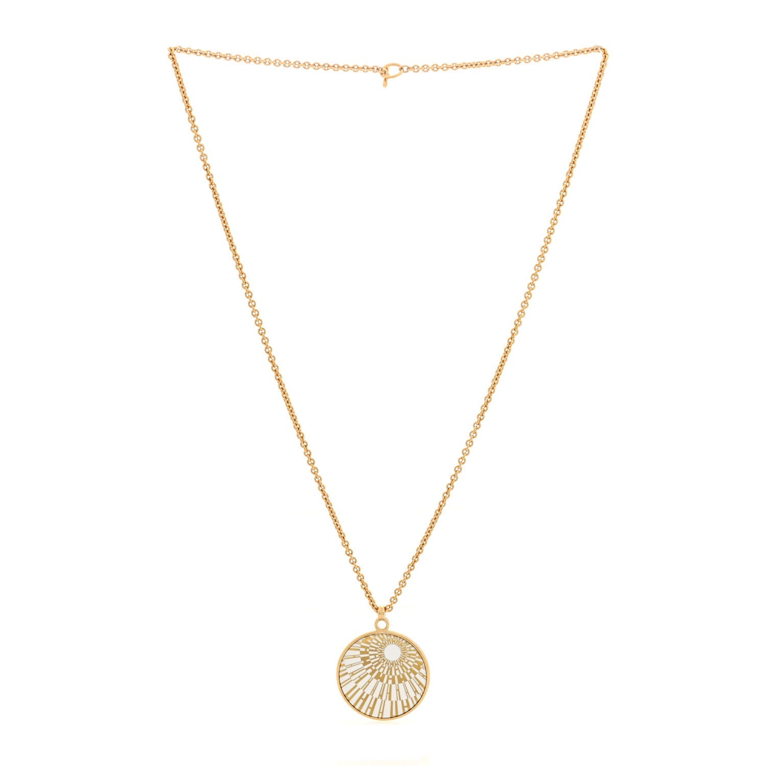 Enamel Medaille OP'H Small Necklace Jaune Or White