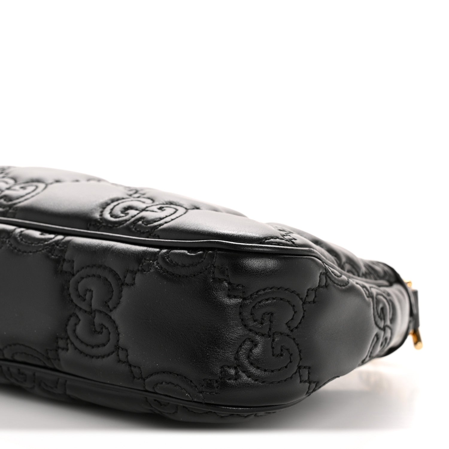 Calfskin GG Matelasse Chain Handbag Black Natural