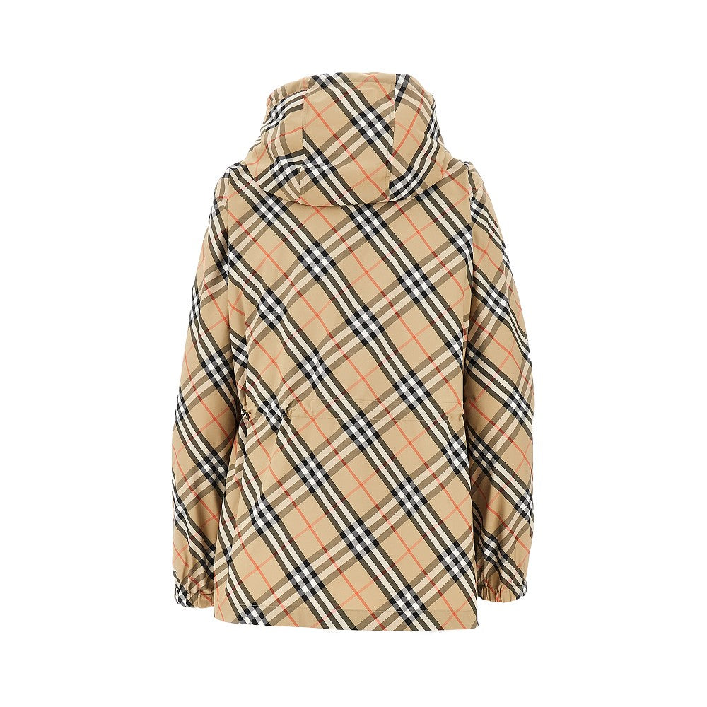 check nylon hooded jacket