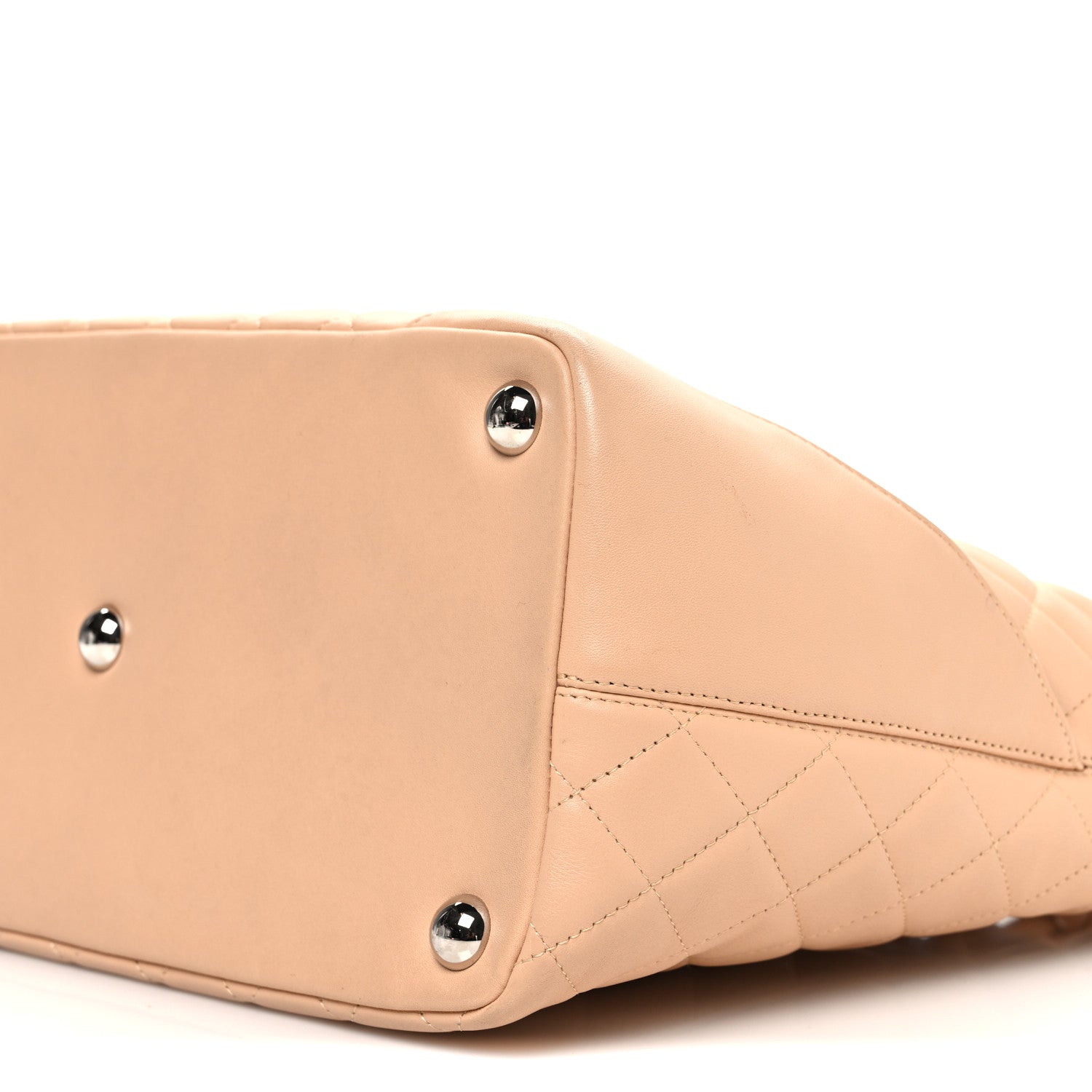 Calfskin Quilted Large Cambon Tote Beige