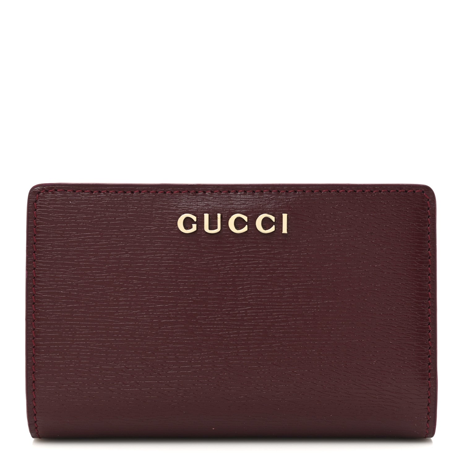 Calfskin Script Card Case Wallet Rosso Ancora Red