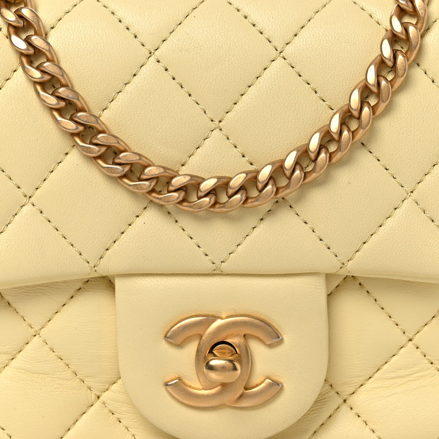 Lambskin Quilted Mini Sweet Camellia Flap Light Yellow