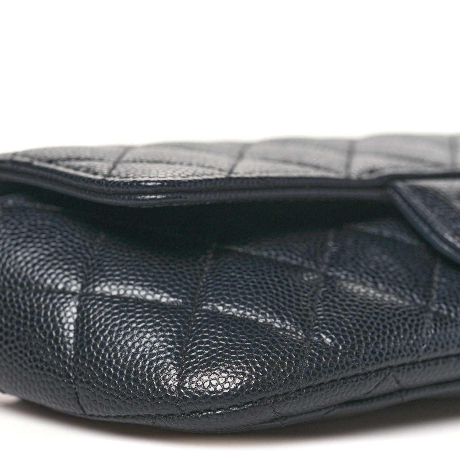 Caviar Quilted Glasses Case With Chain Black