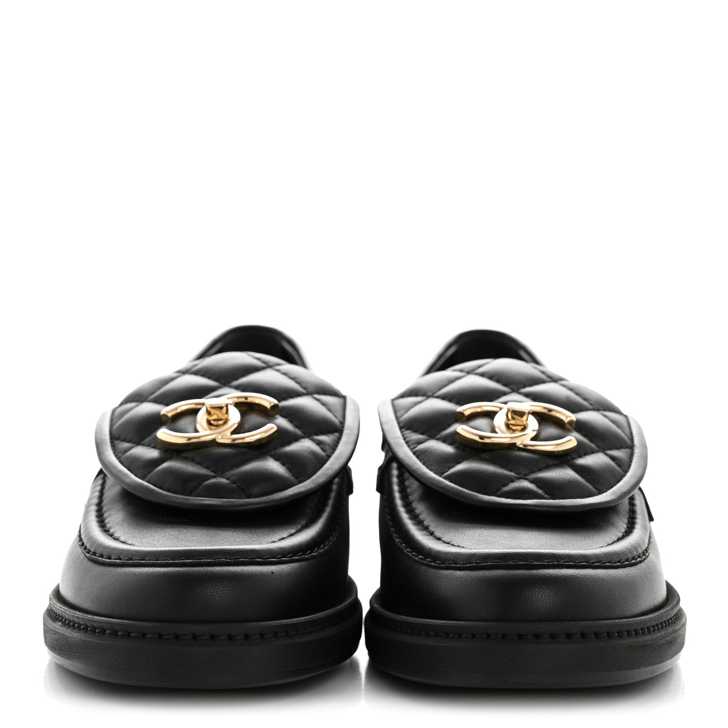 Lambskin Quilted CC Turnlock Loafers 37 Black