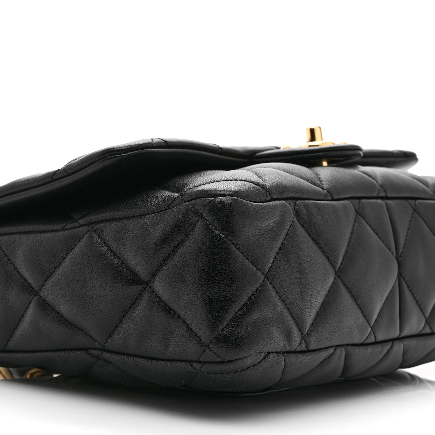 Lambskin Quilted Large CC Funky Town Flap Black