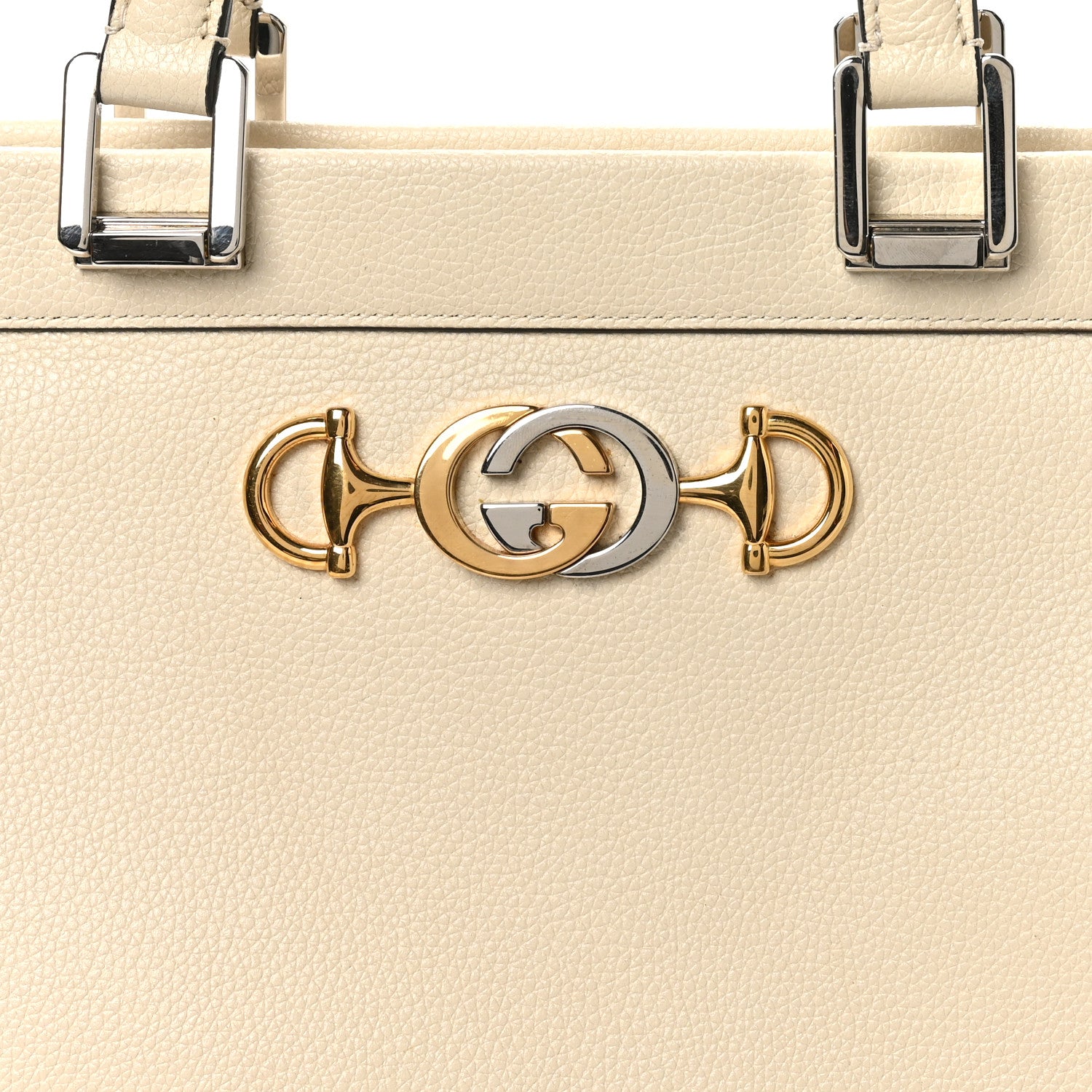 Grainy Calfskin Medium Zumi Top Handle Bag Mystic White