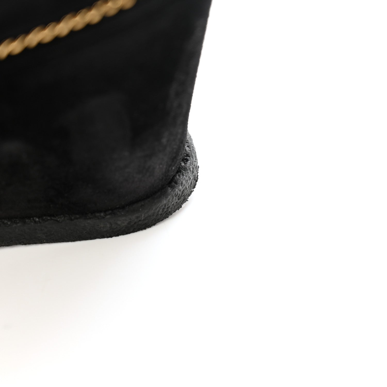 Suede Calfskin Chain Around High Boots 41 Black
