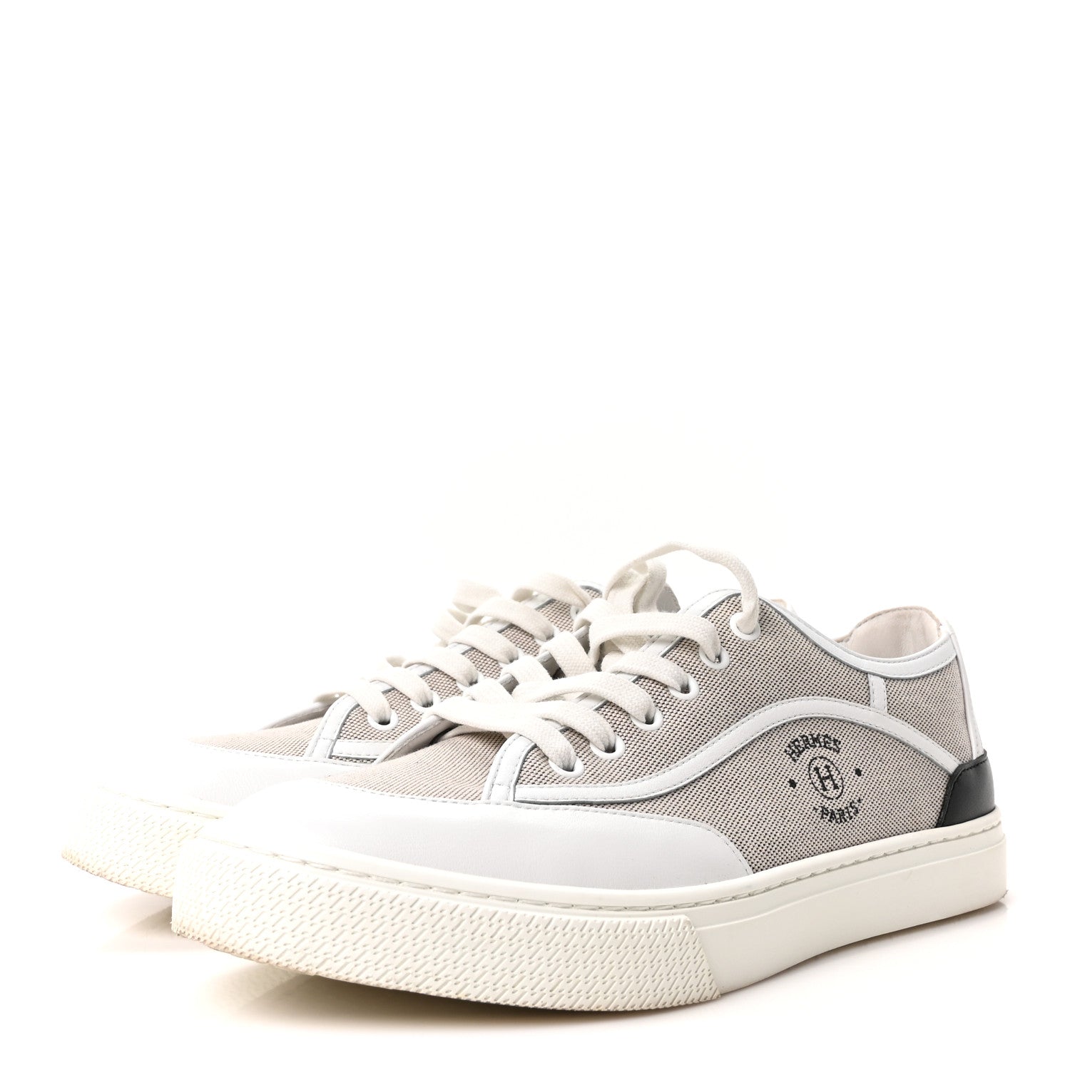 Canvas Calfskin Get Sneakers 39.5 Prunoir White
