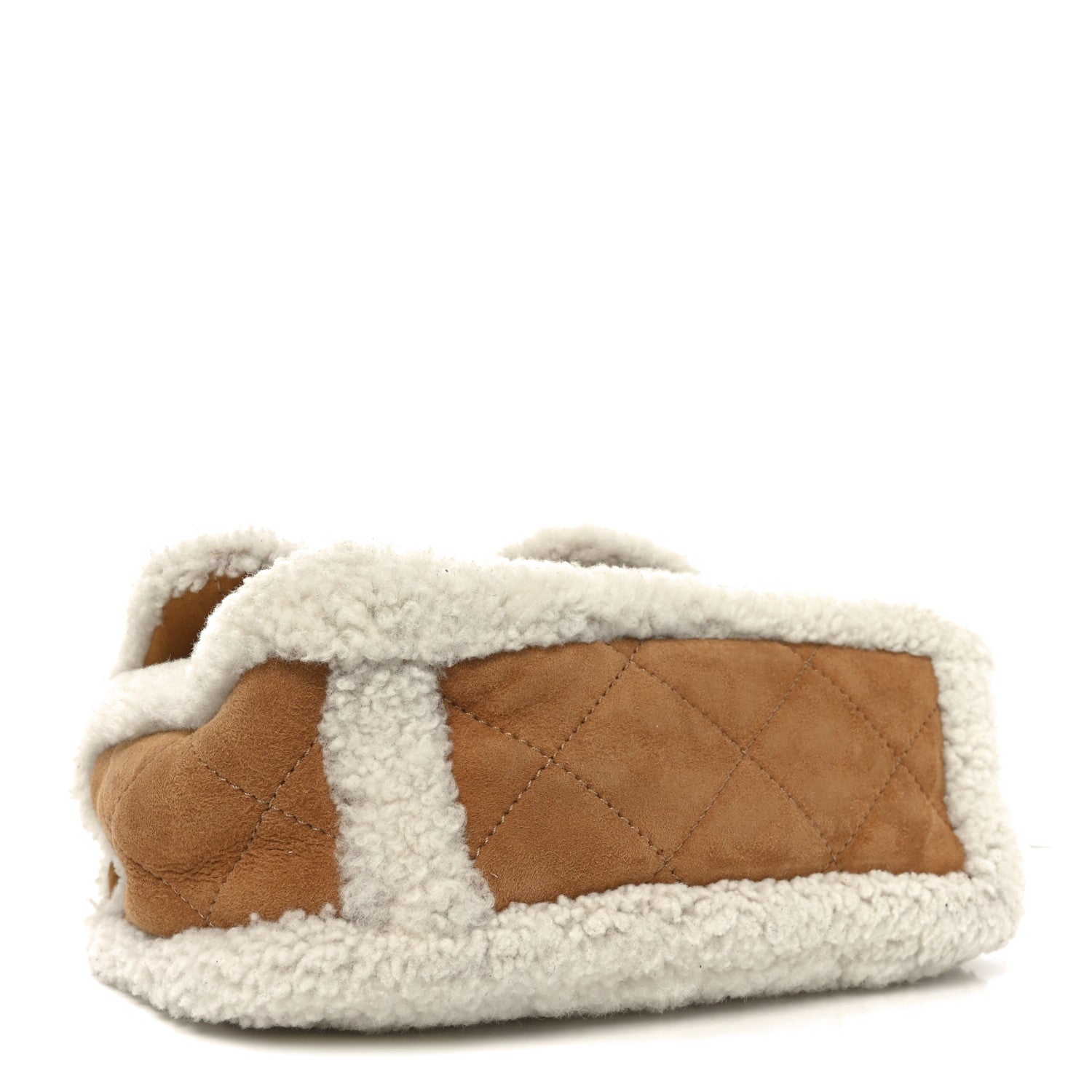 Shearling Lambskin Quilted Medium Coco Neige Single Flap Beige