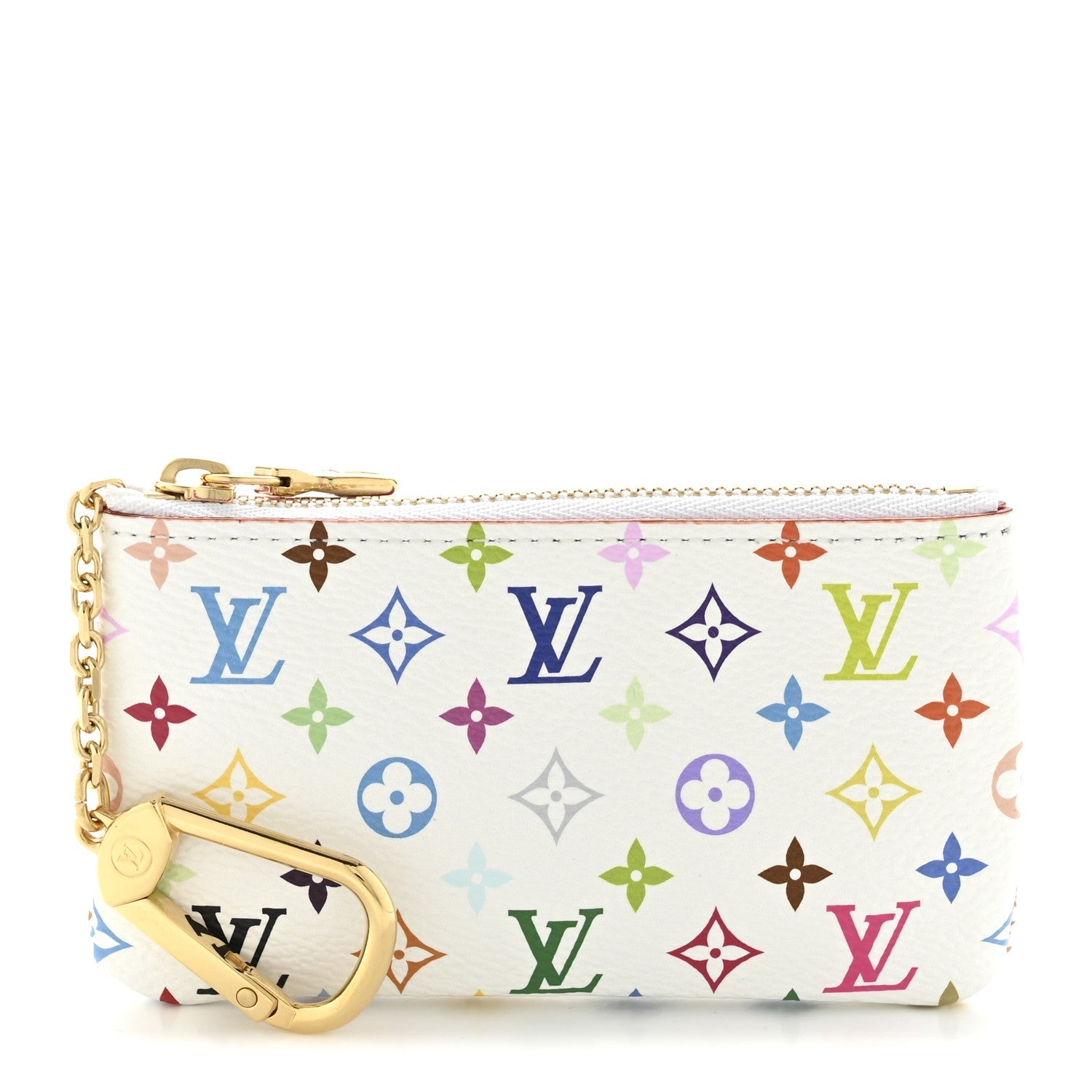 LV X TM Monogram Multicolor Key Pouch White