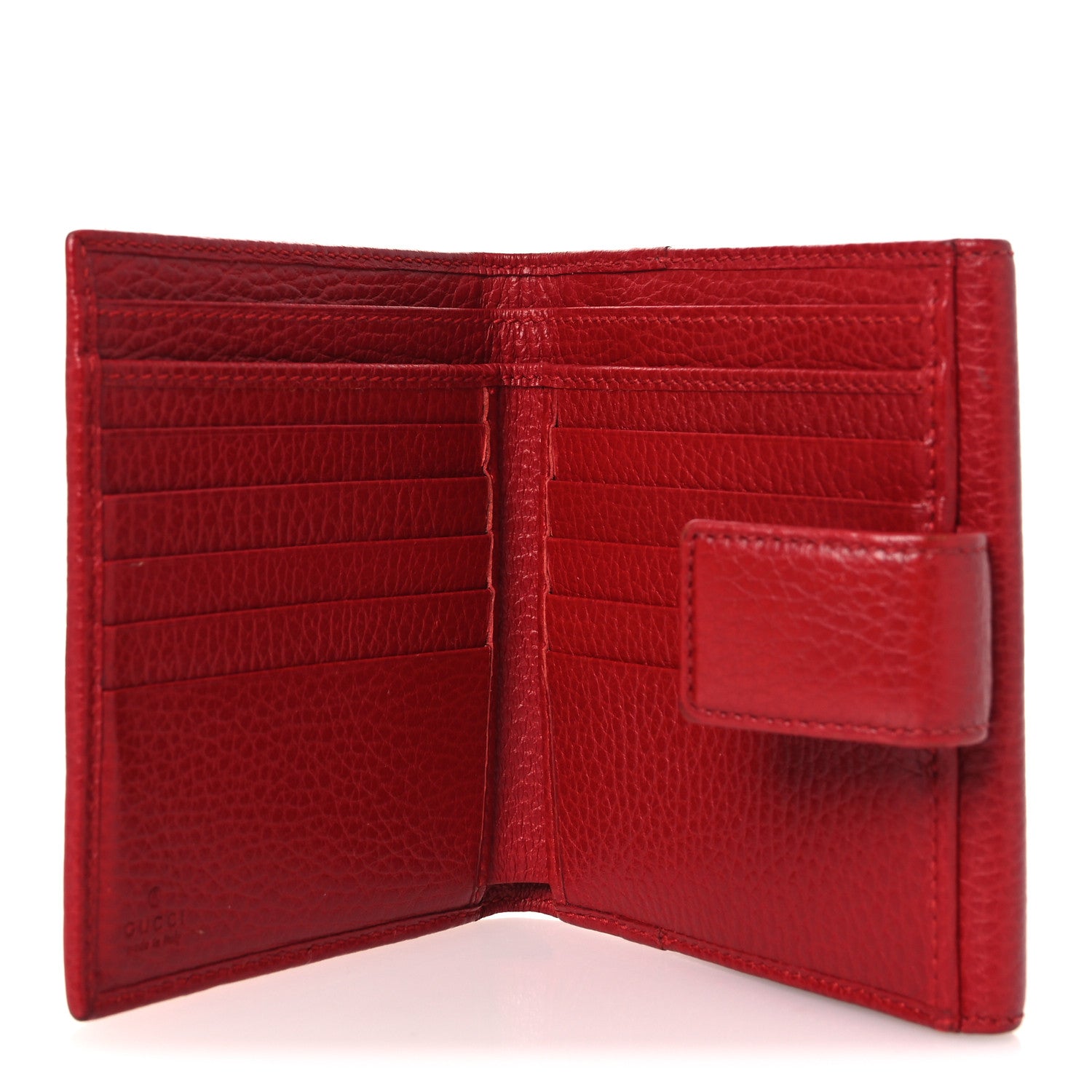 Dollar Calfskin Double G French Flap Wallet Hibiscus Red