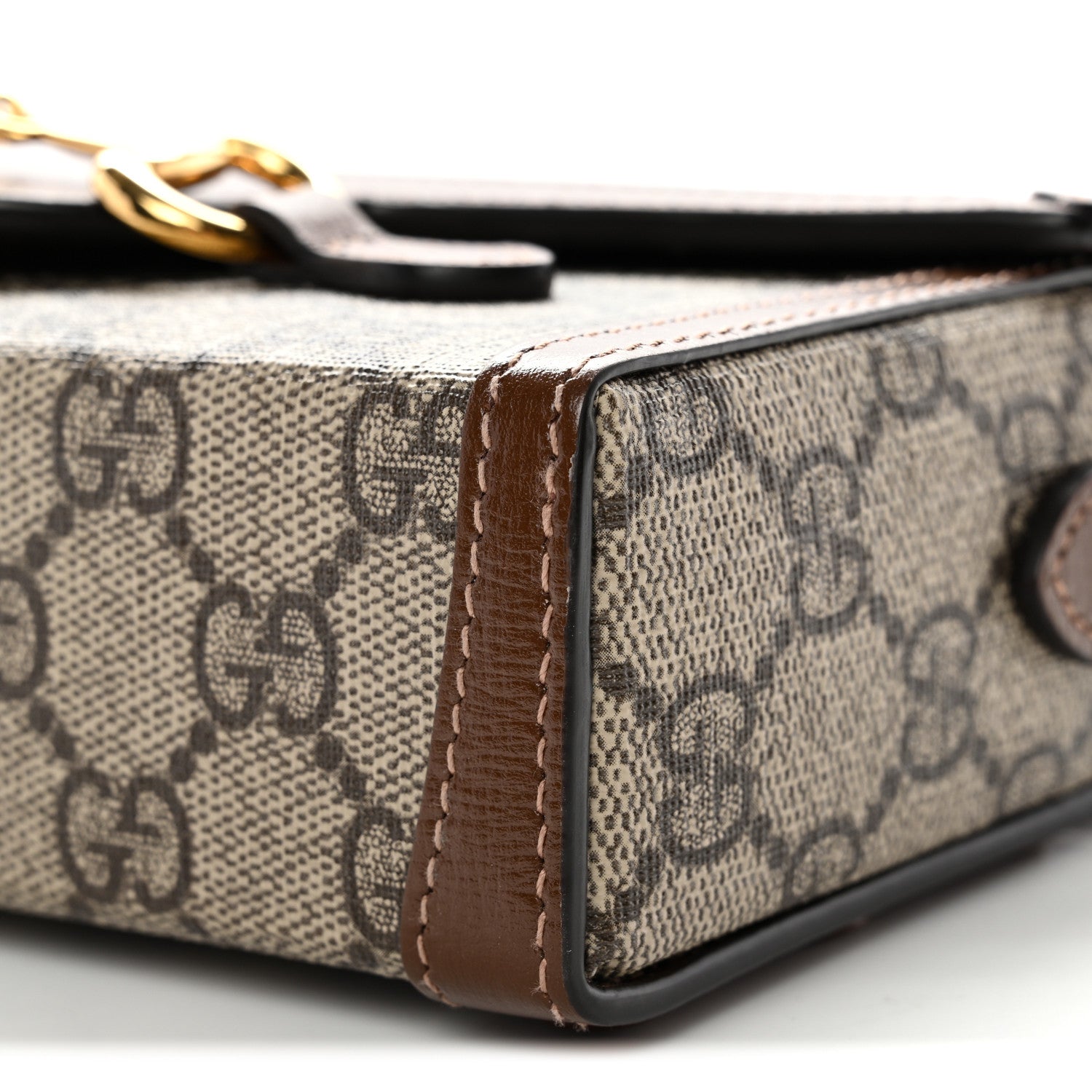GG Supreme Monogram Mini Horsebit 1955 Shoulder Bag Beige Brown Sugar