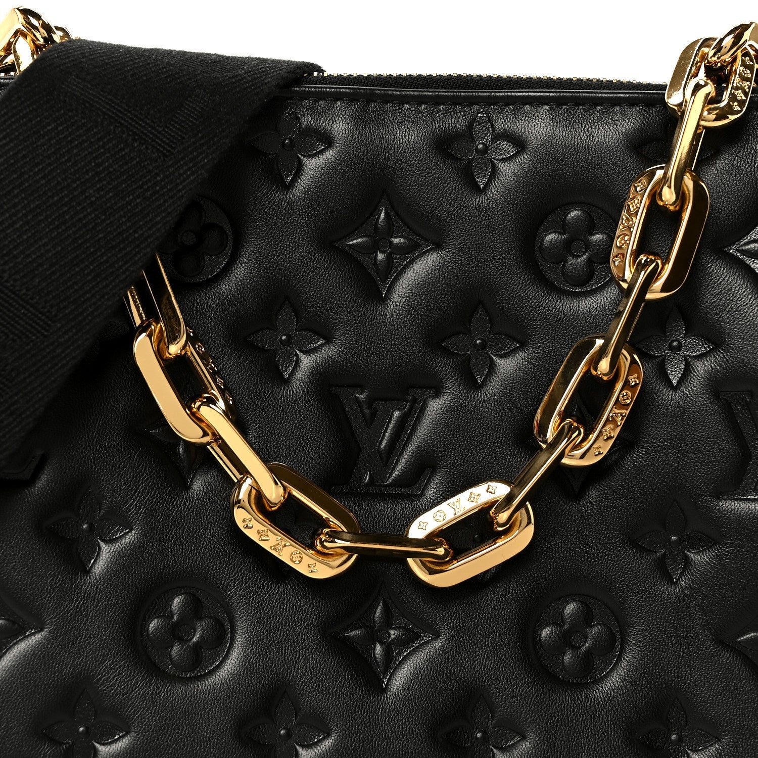 Lambskin Embossed Monogram Coussin PM Black