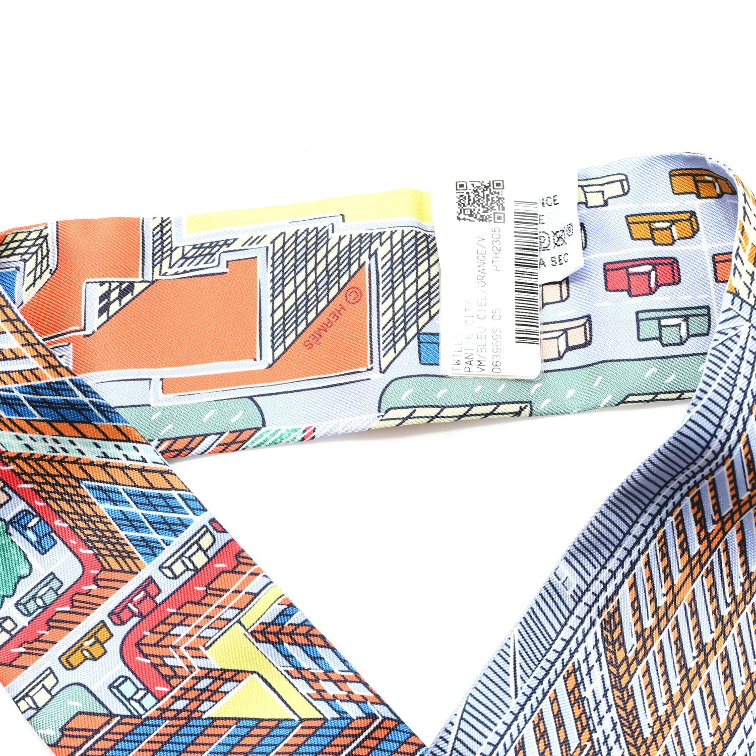 Silk Pantin City Twilly Bleu Ciel Orange Vert