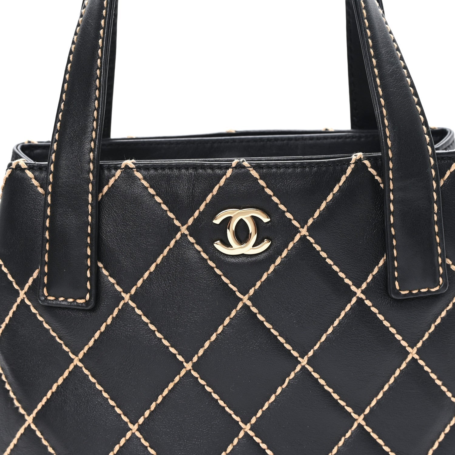 Calfskin Wild Stitch Tote Black