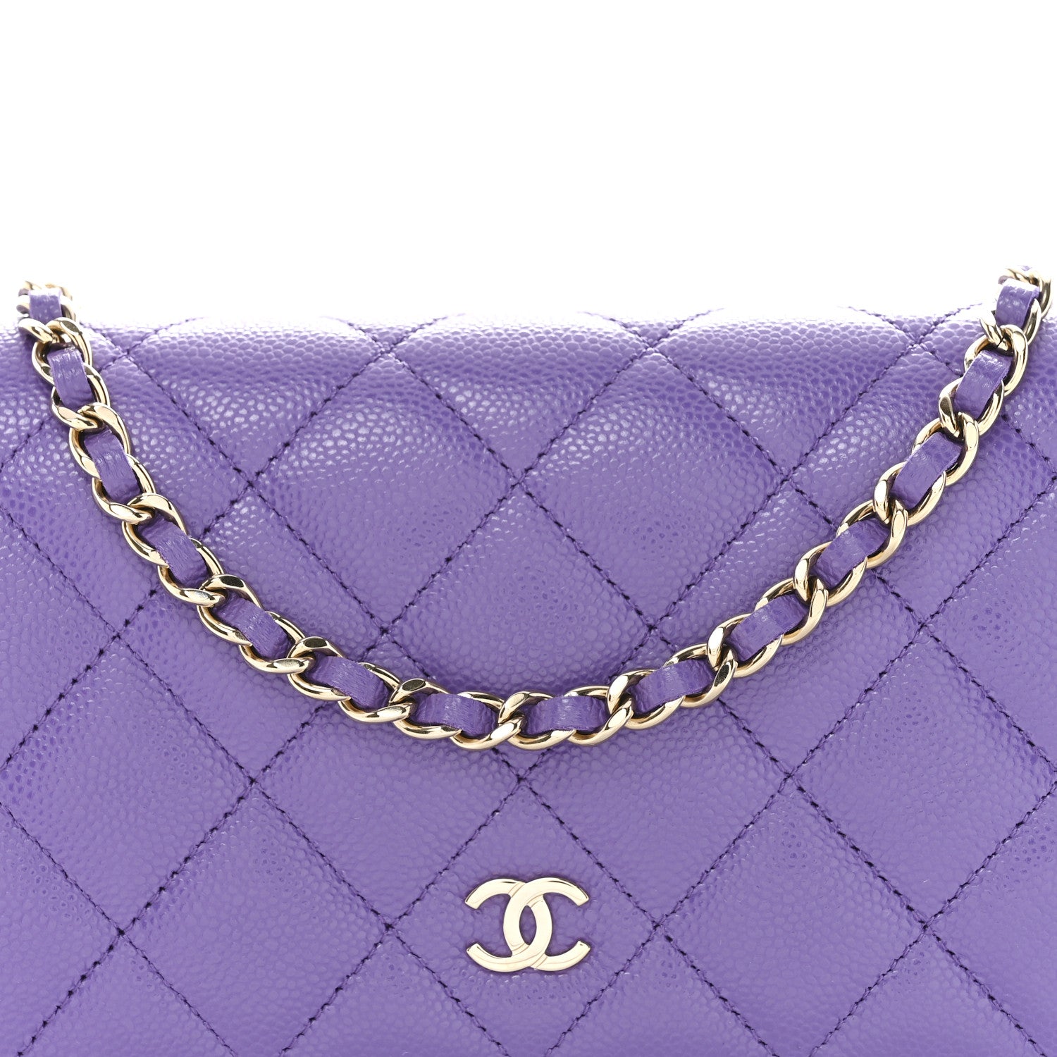 Caviar Quilted Wallet On Chain WOC Purple