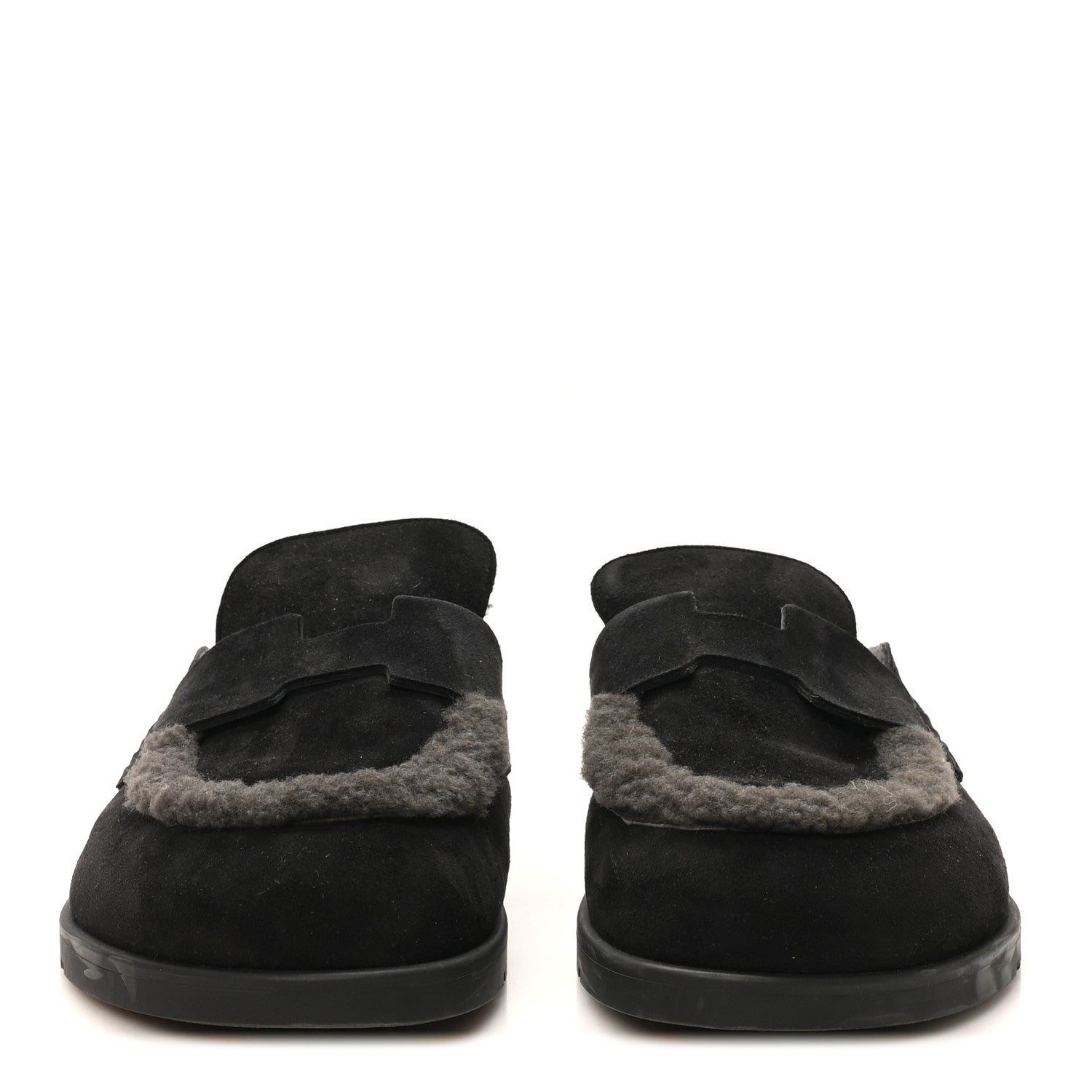 Suede Goatskin Shearling Mens Go Mules 43.5 Black