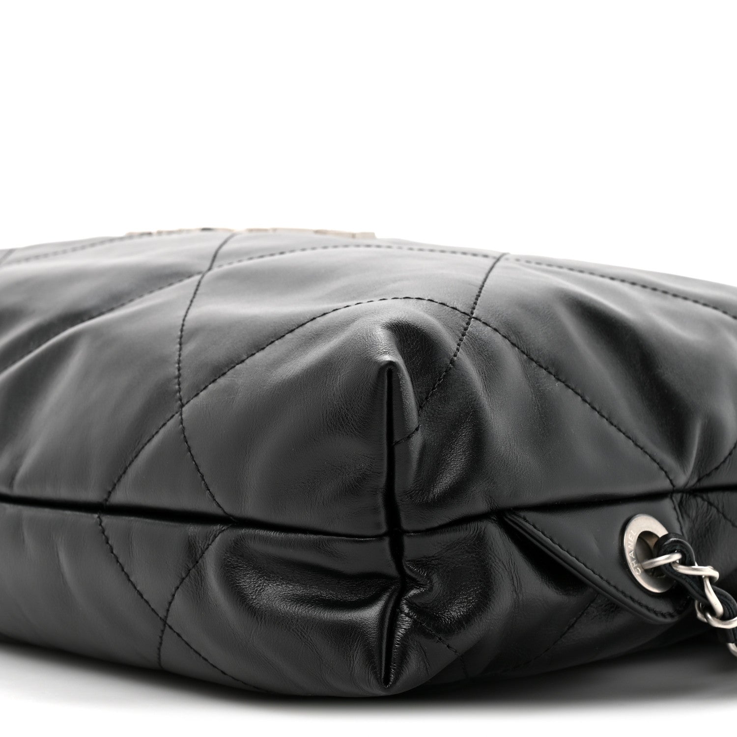 Shiny Calfskin Quilted Chanel 22 Backpack Black