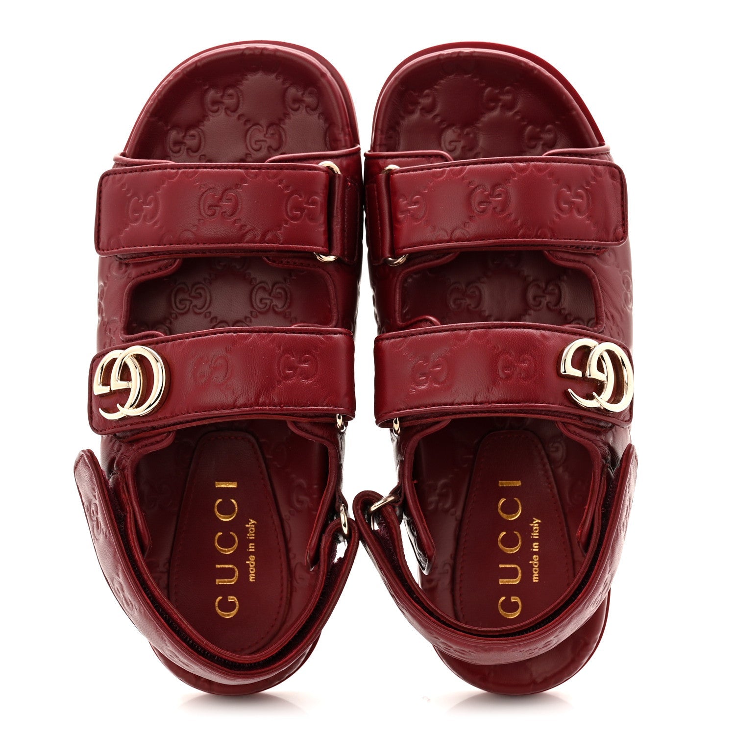 Guccissima GG Embossed Womens Sandals 39.5 Rosso Ancora