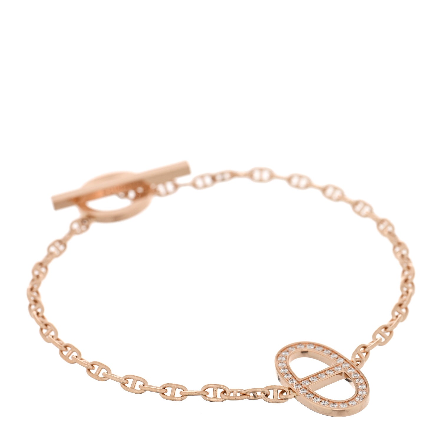 18K Rose Gold Diamond Chaine D'Ancre Contour Bracelet