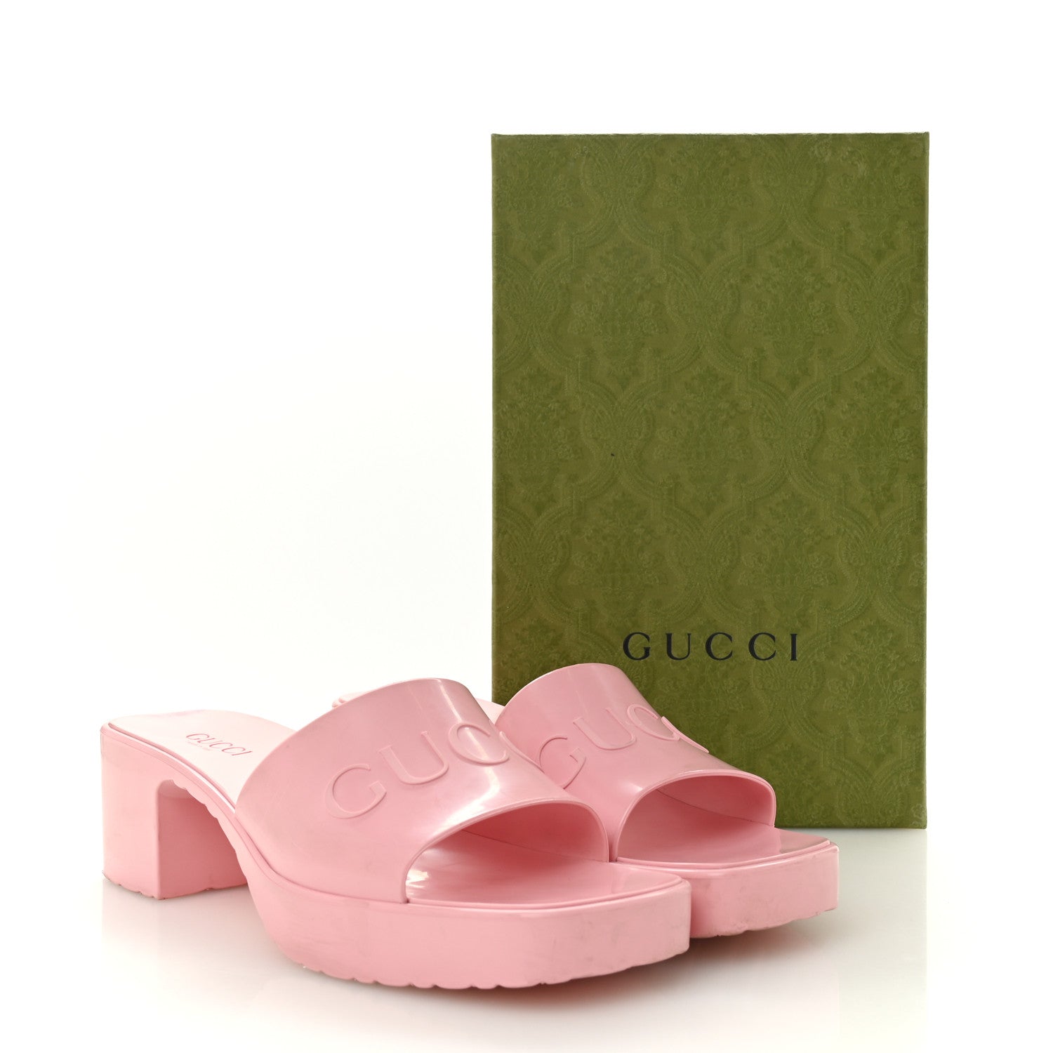 Rubber Gucci Logo Womens Platform 20/60mm Slide Sandals 41 Wild Rose