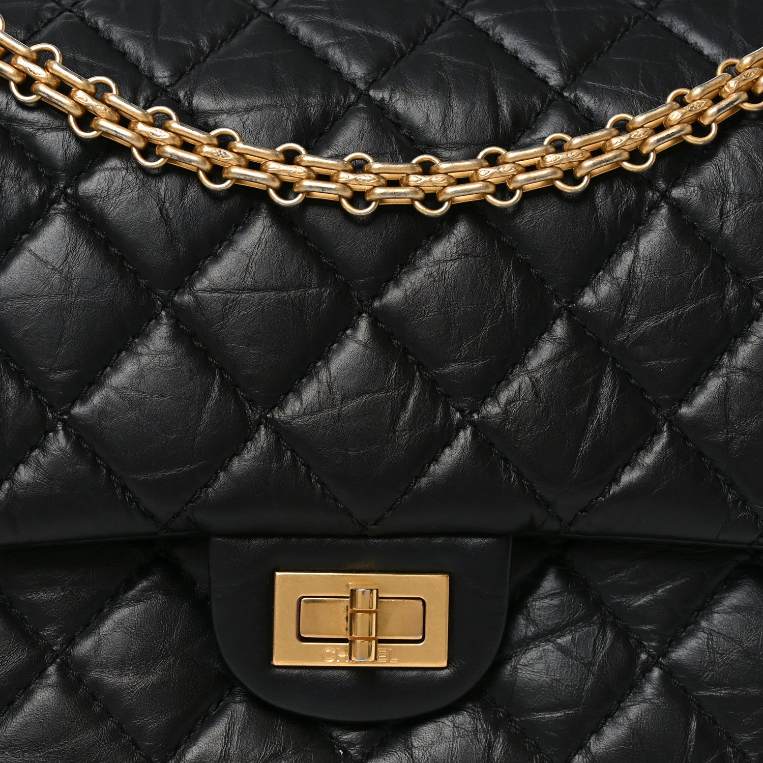 Aged Calfskin Quilted 2.55 Reissue 226 Flap Black