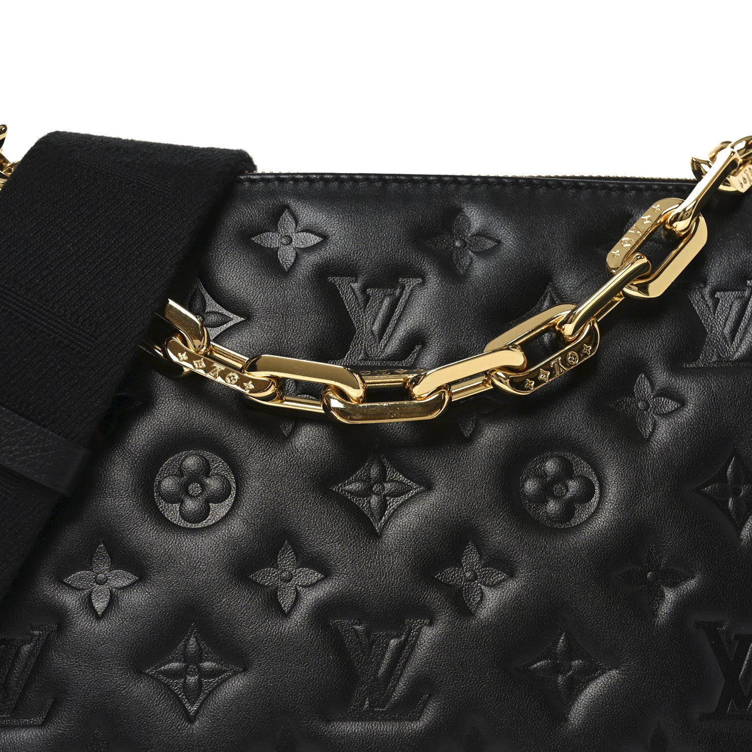Lambskin Embossed Monogram Coussin PM Black